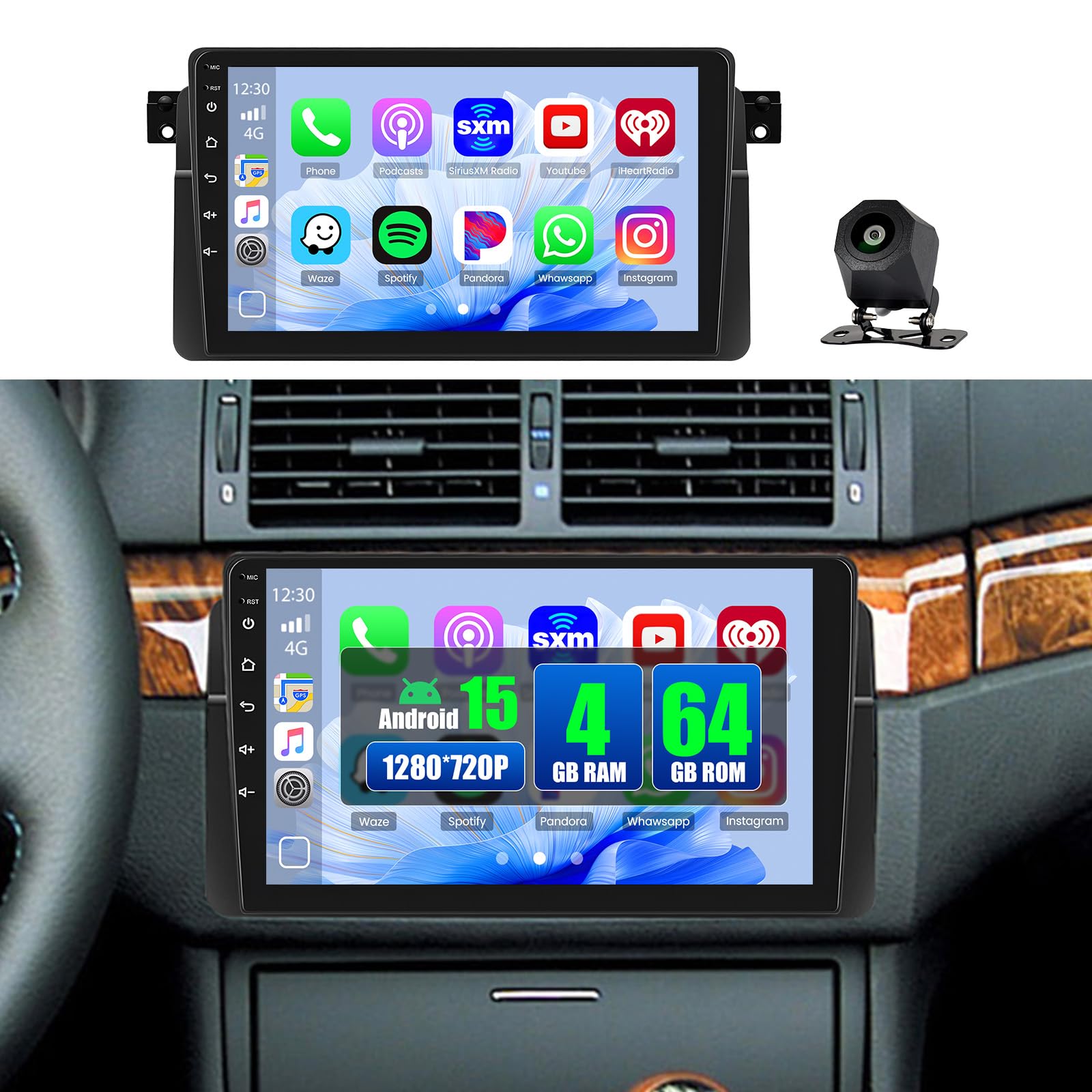 Hikity Autoradio Android 5G WiFi per BMW E46 1998-2006