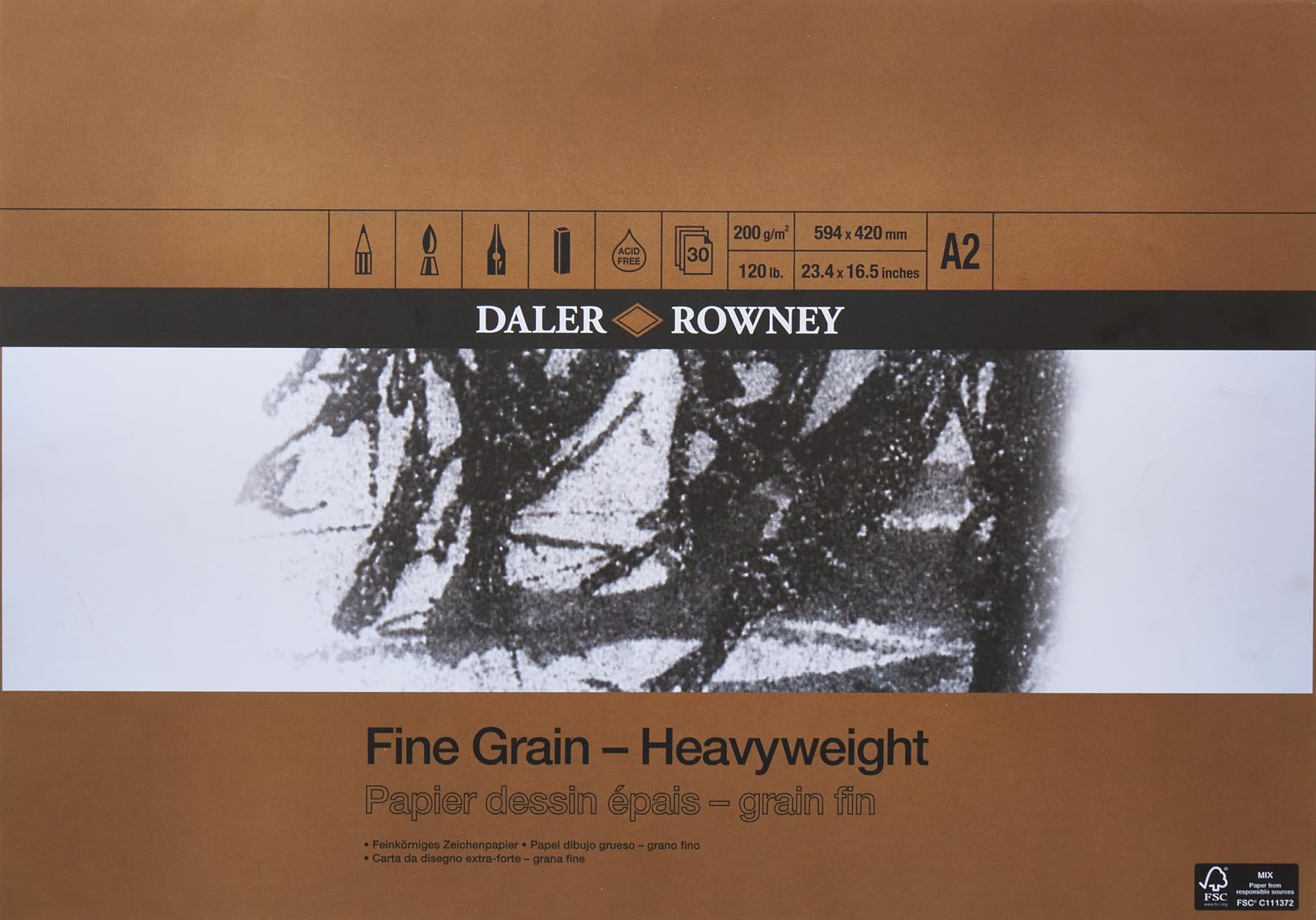 Daler-Rowney - Fogli da disegno spessi, grana fine, formato A2