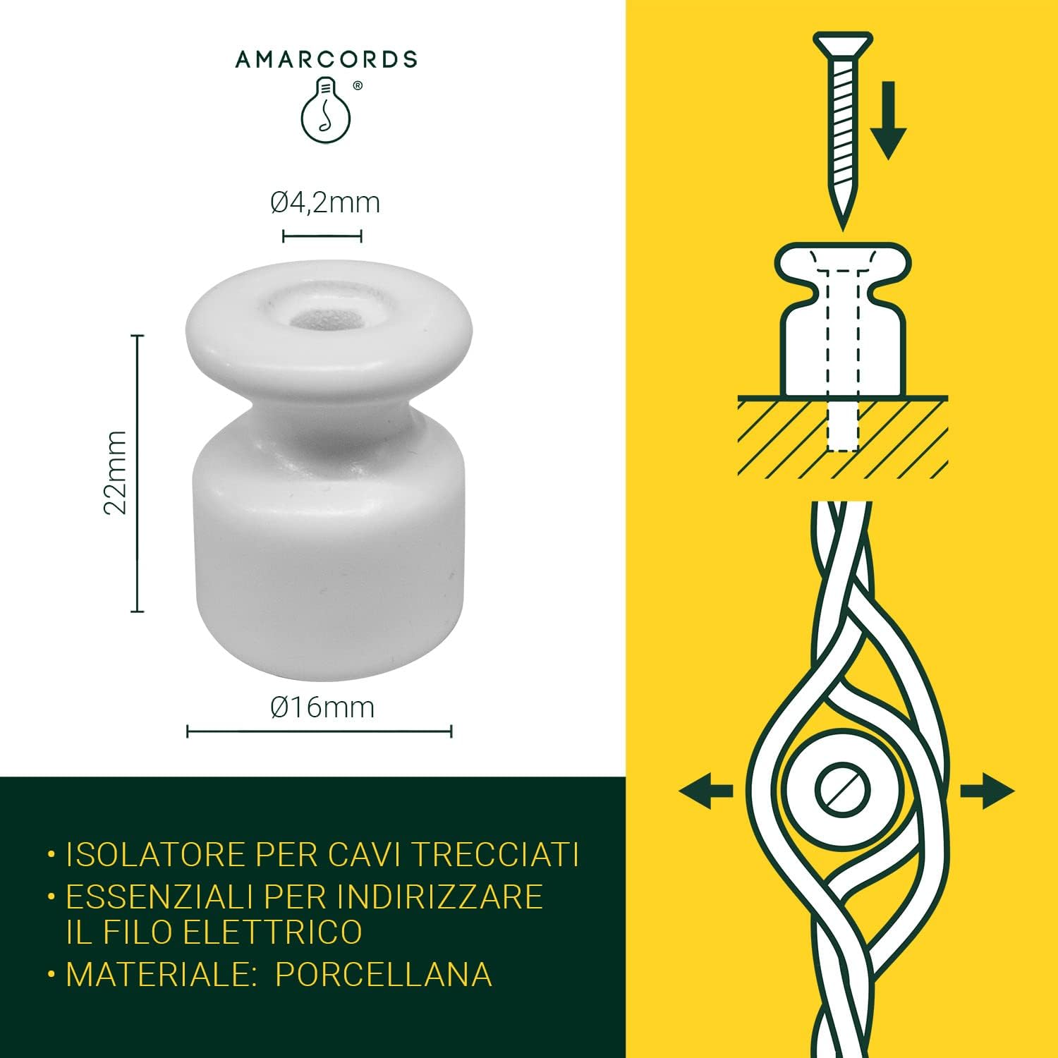 Amarcords - 25 Fermacavo Vintage in Porcellana, Corten - immagine 2