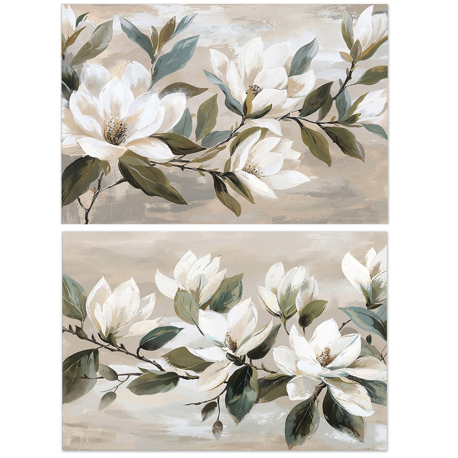 DRW Set 2 Quadri Tela con Fiori 80x3x120cm