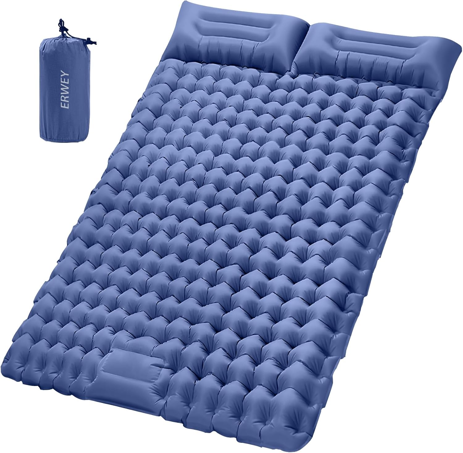 Erwey Materassino da Campeggio Autogonfiante Doppio, Blu Navy