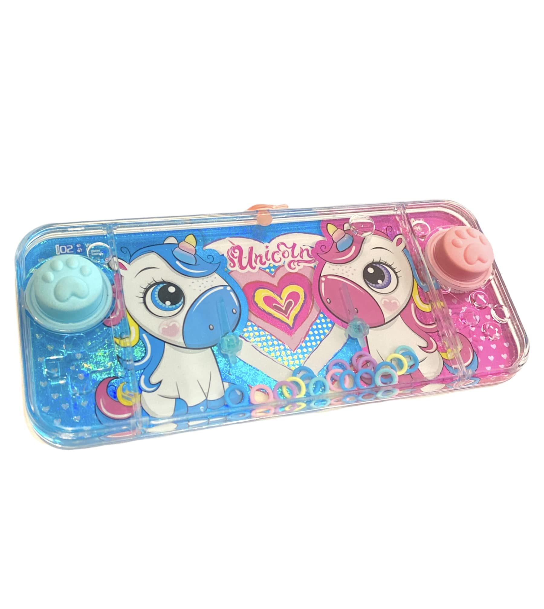 Mini giochi d'acqua, giochi d'acqua ad anello per ragazze e ragazzi, gioco da viaggio, Aguaplay, Water Geme. Aqua Play (Unicorno 2 pulsanti, blu-rosa)