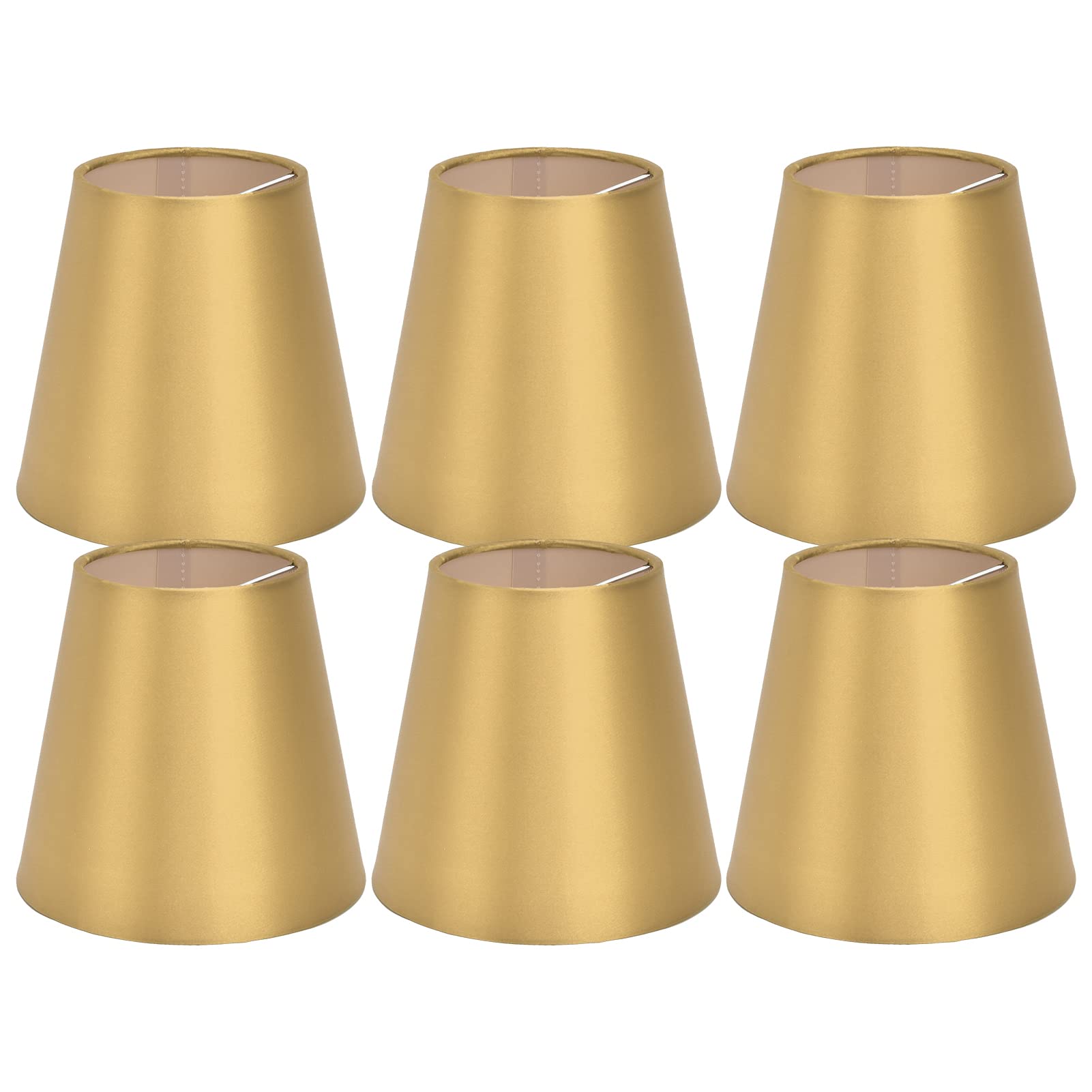 6 Pezzi Piccoli Paralumi a Clip E14 in Tessuto, Oro