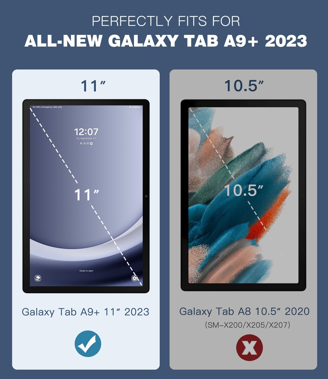 Timovo Cover per Galaxy Tab A9+/A9 Plus 11" 2023, Nero - immagine 2