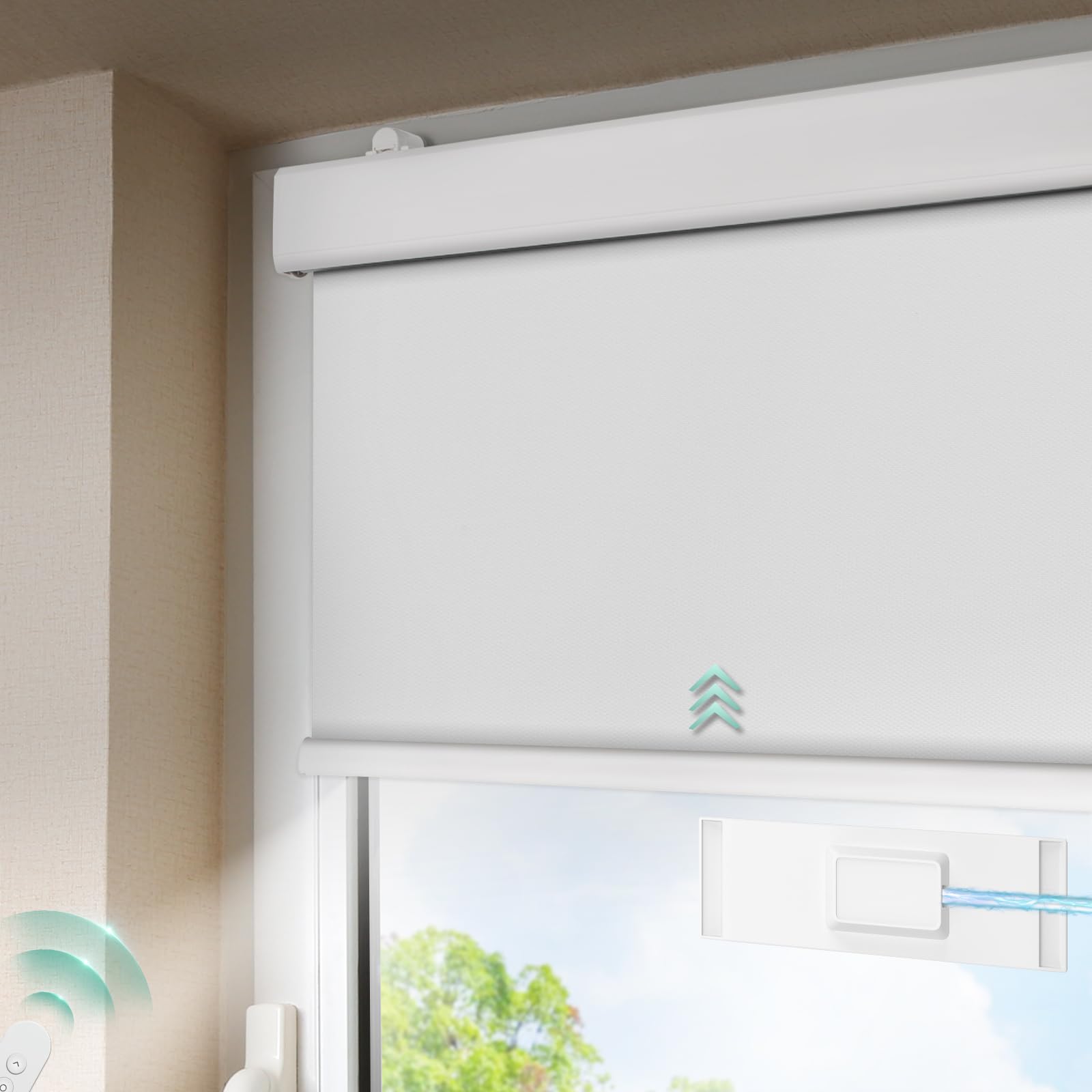 Denfoon Smart Tende a Rullo Elettriche Solari 70x170cm, Bianco