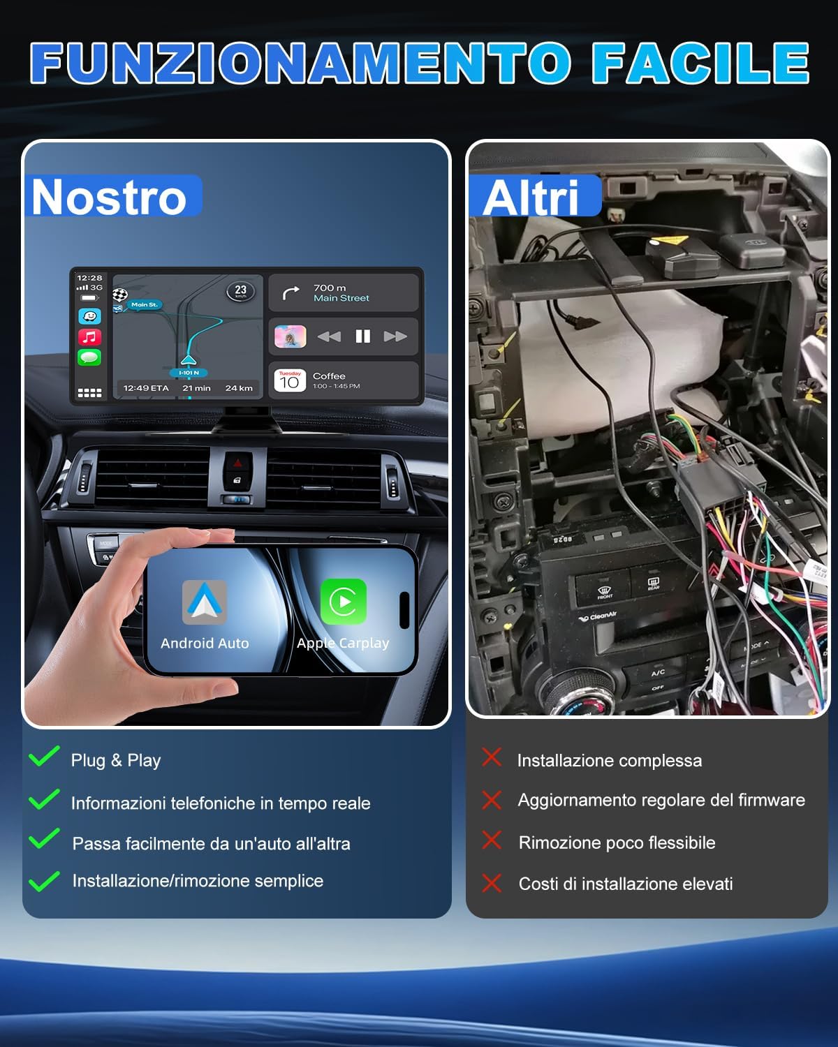 Carplay Auto 10.26" Wireless con Schermo - immagine 6