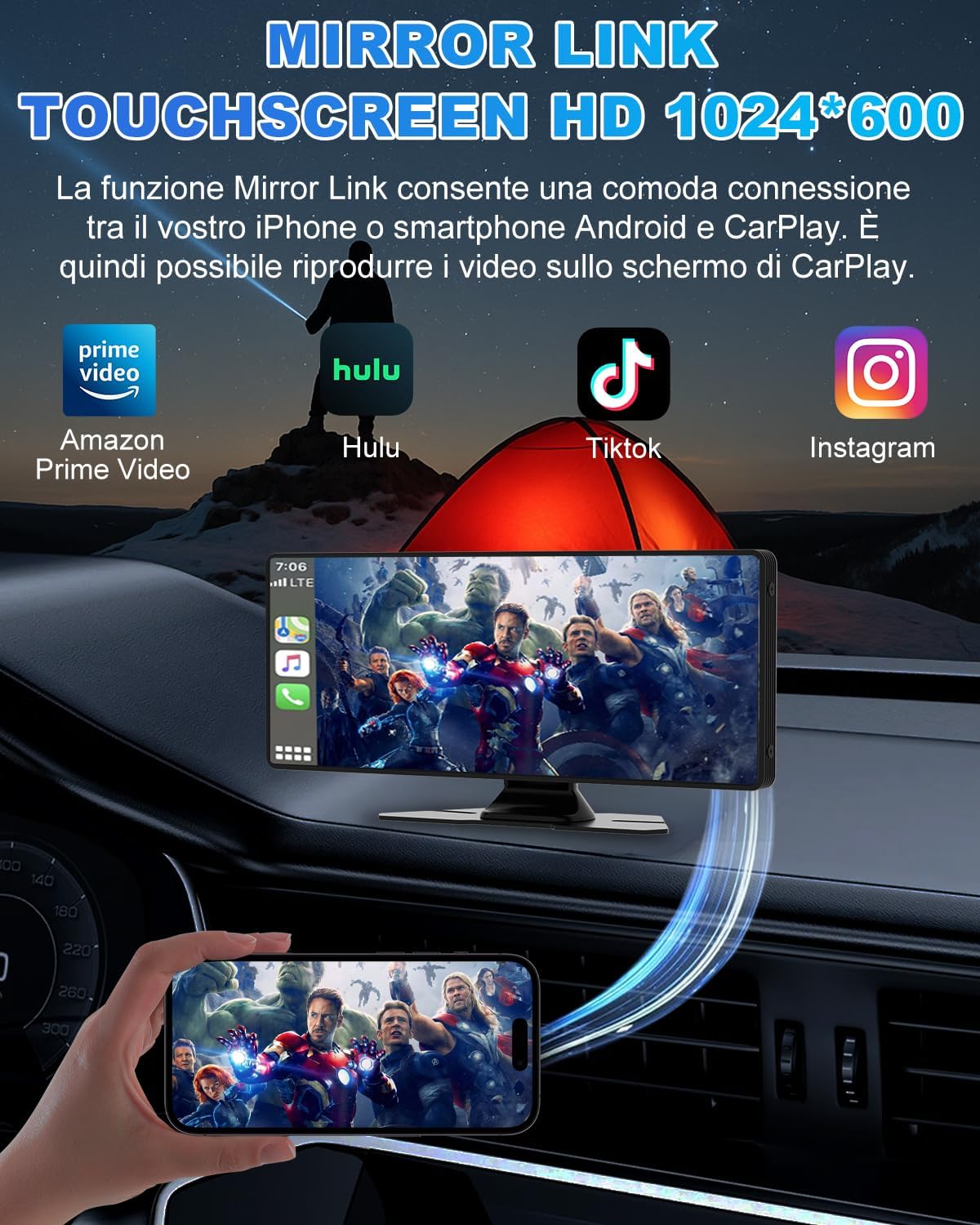 Carplay Auto 10.26" Wireless con Schermo - immagine 8