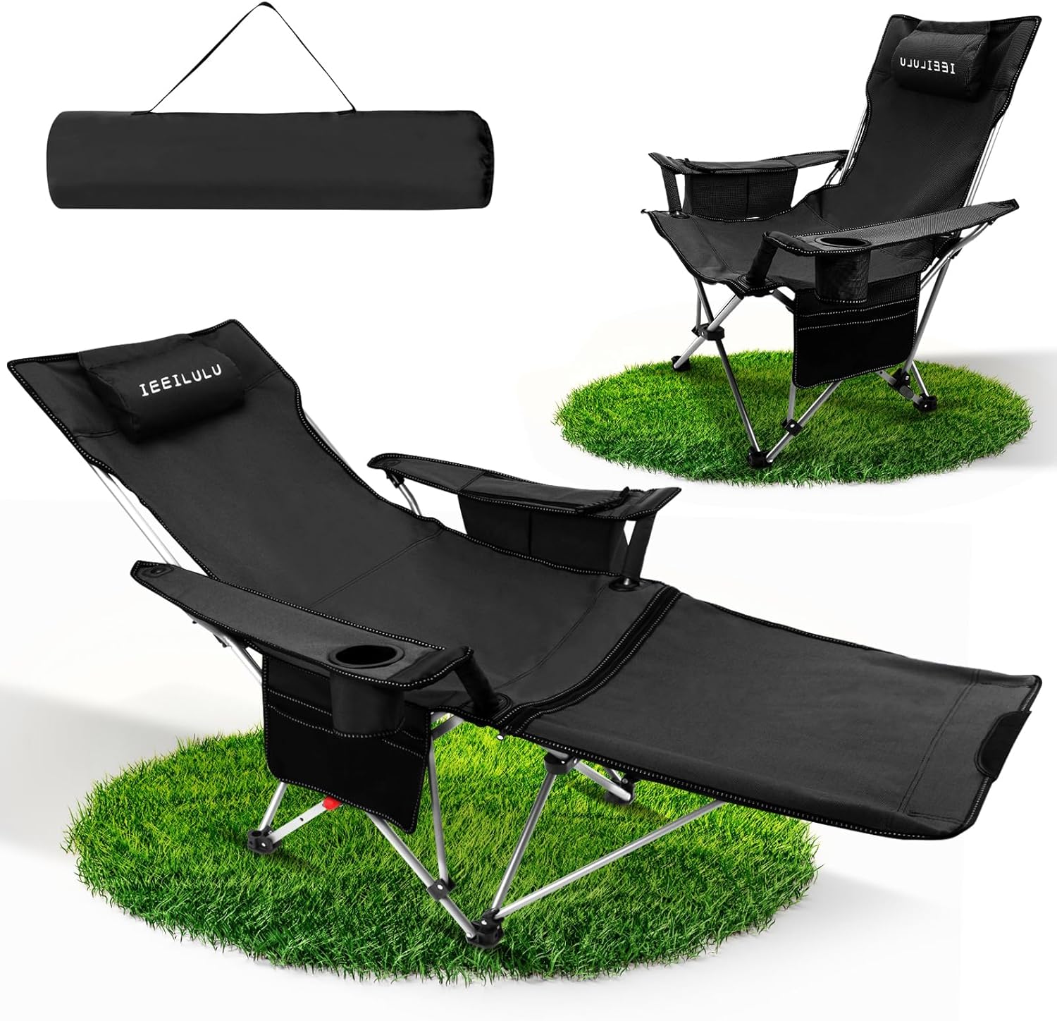 Ieeilulu Sedia Campeggio Pieghevole con Poggiapiedi