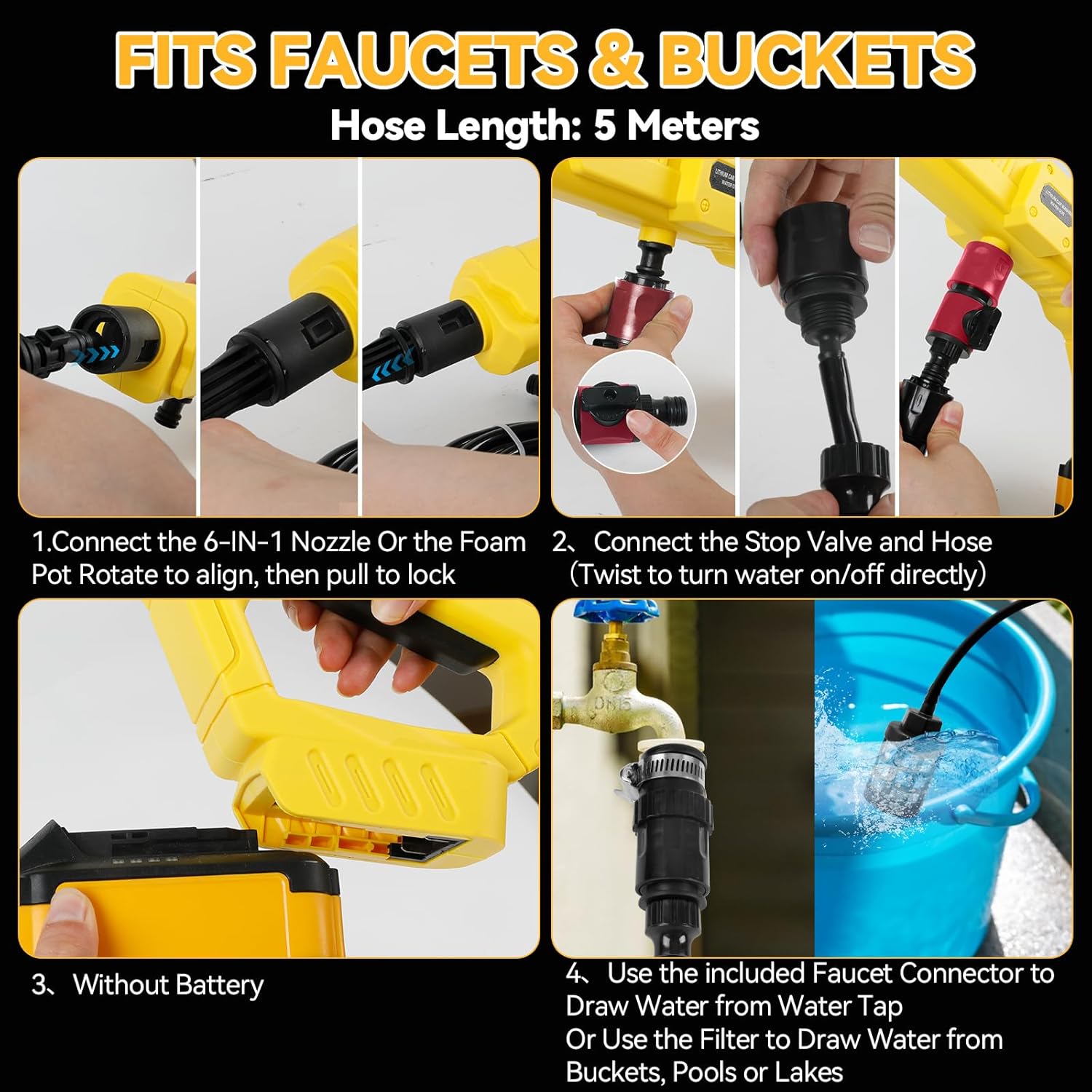 Idropulitrice a Batteria Portatile per DeWalt 18-20V - immagine 6