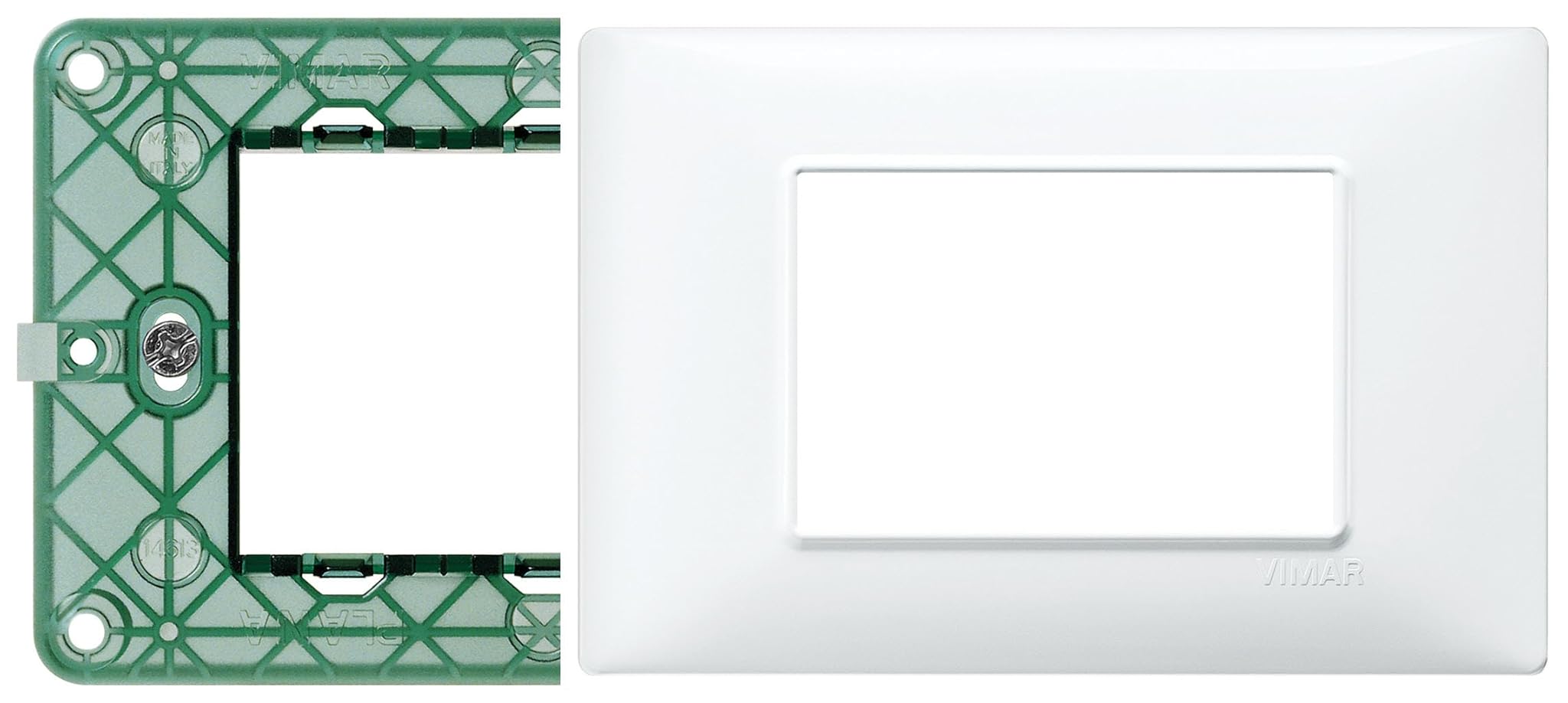 ECI ELETTROFORNITURE KIT SUPPORTO + PLACCA PLANA BIANCA 14613 + 14653.01