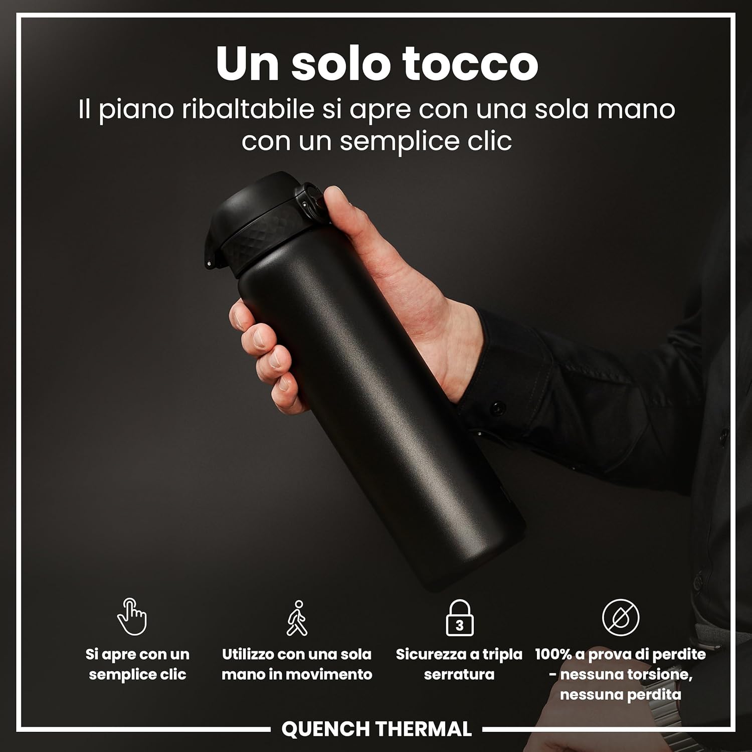 Ion8 Borraccia Termico 1 Litro - Acciaio Inox - immagine 5