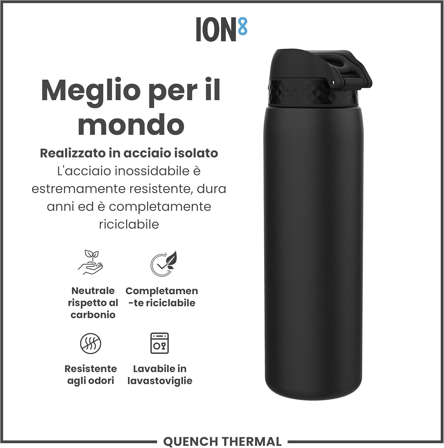Ion8 Borraccia Termico 1 Litro - Acciaio Inox - immagine 7