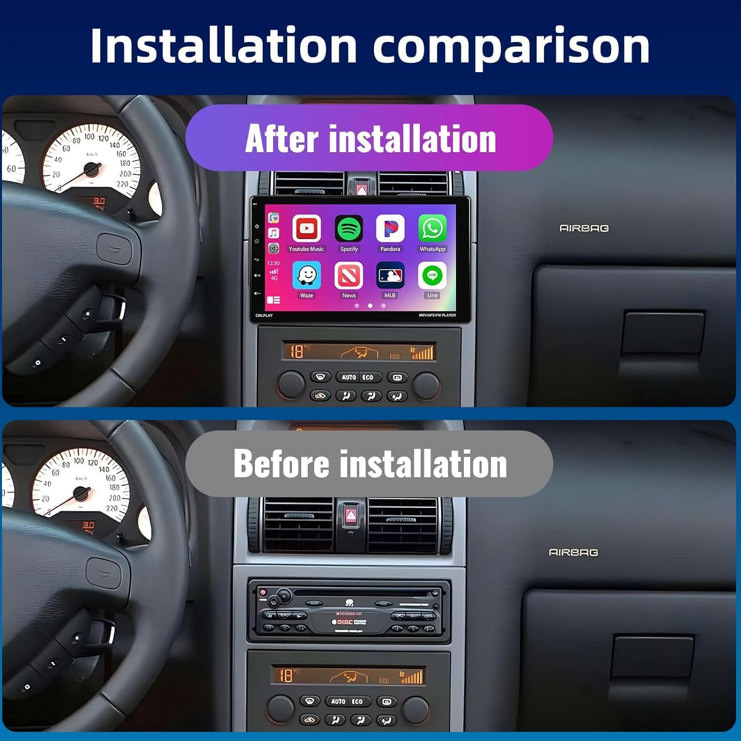 Camecho Stereo 1 DIN con Carplay Android Auto - immagine 2