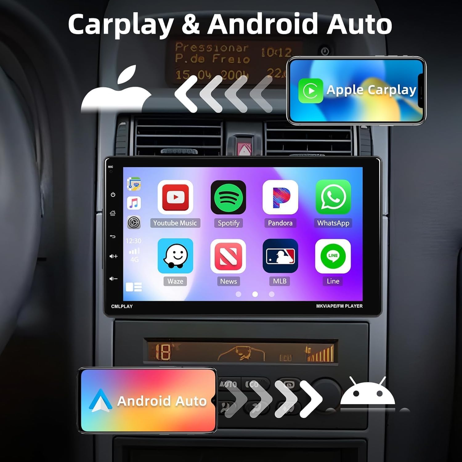 Camecho Stereo 1 DIN con Carplay Android Auto - immagine 3