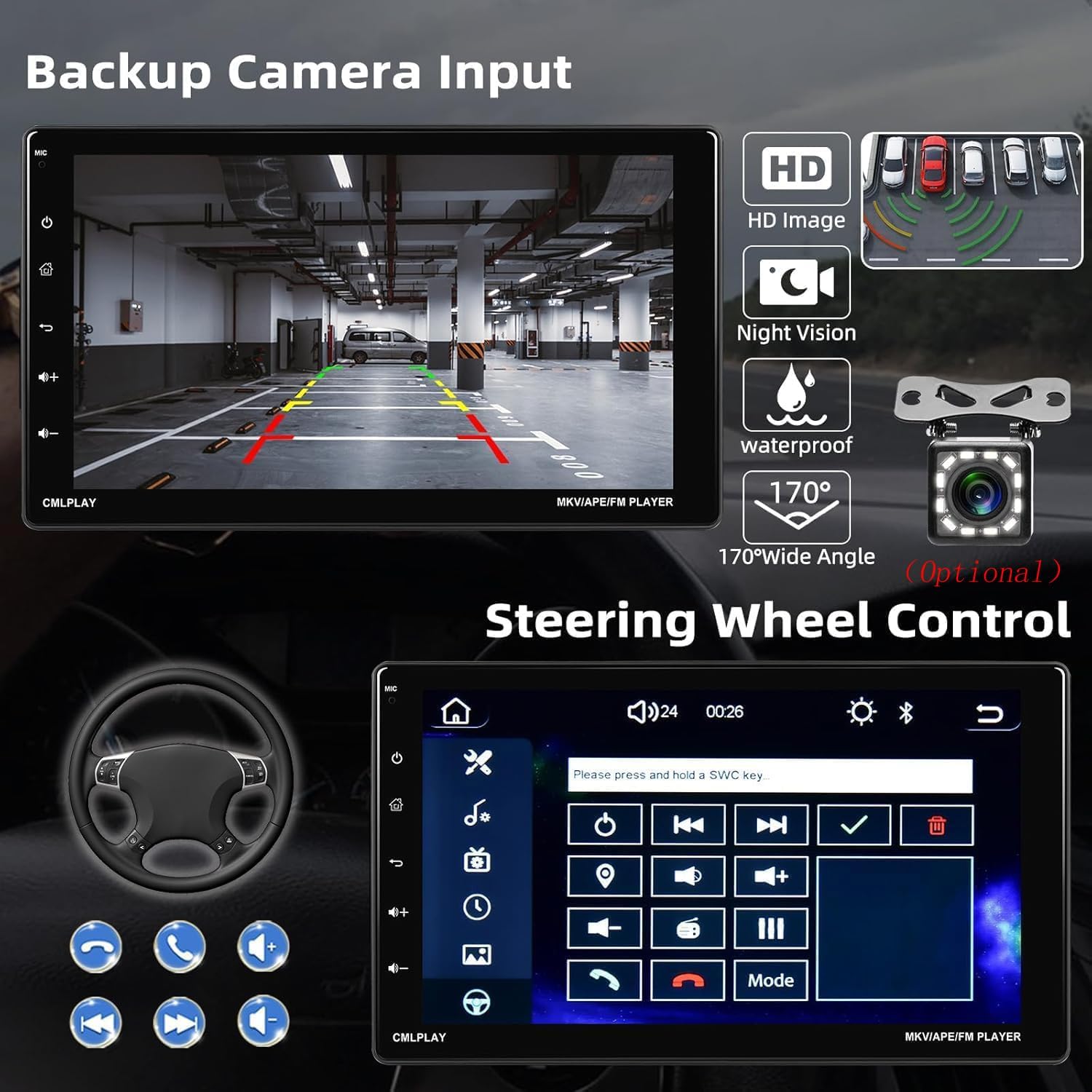 Camecho Stereo 1 DIN con Carplay Android Auto - immagine 5