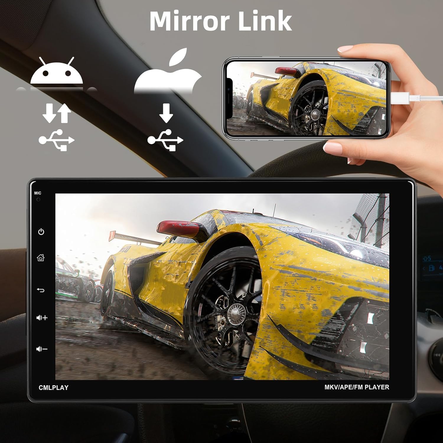 Camecho Stereo 1 DIN con Carplay Android Auto - immagine 6