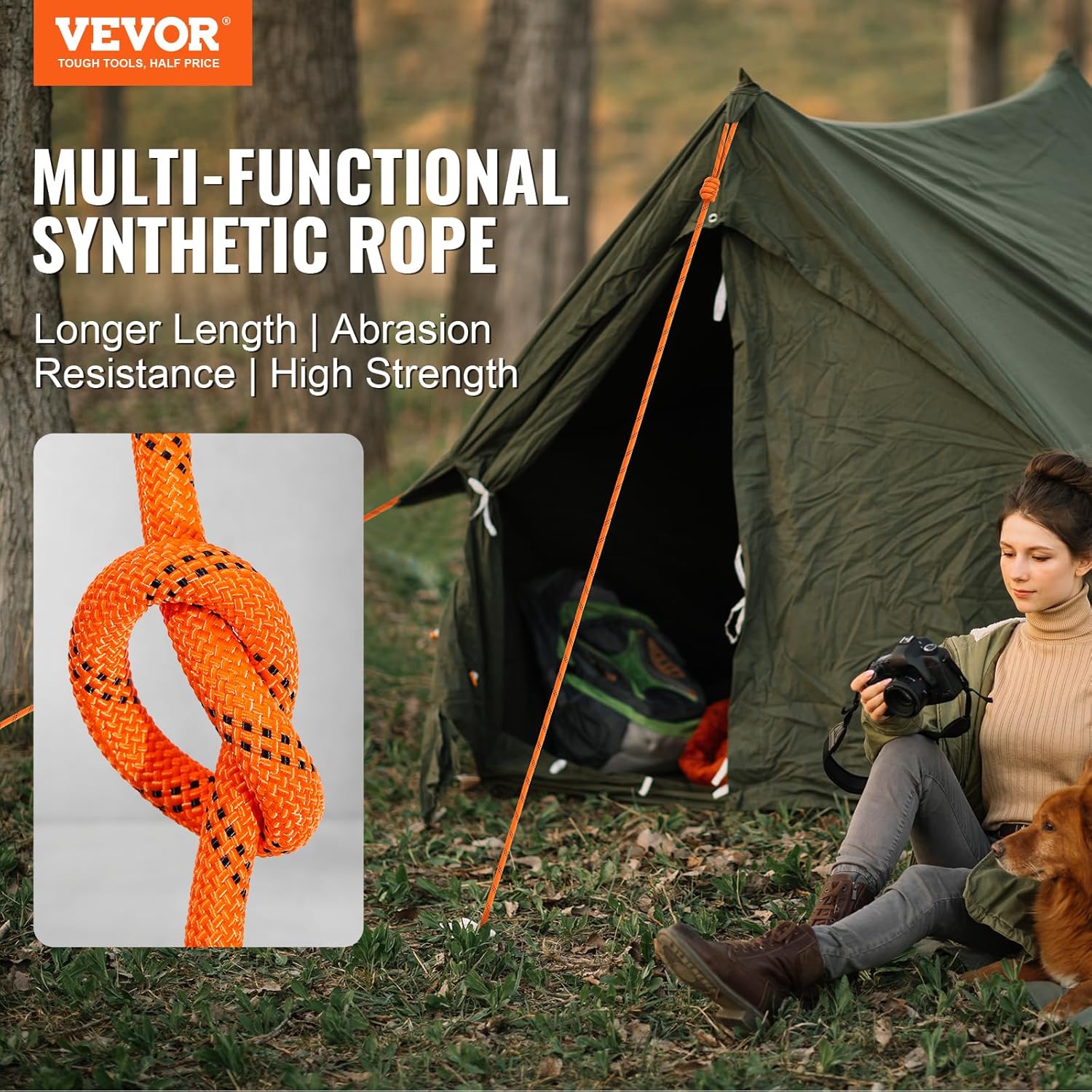 Vevor Corda Poliestere Doppia Intrecciata 12,7 mm x 67,06 m - immagine 2