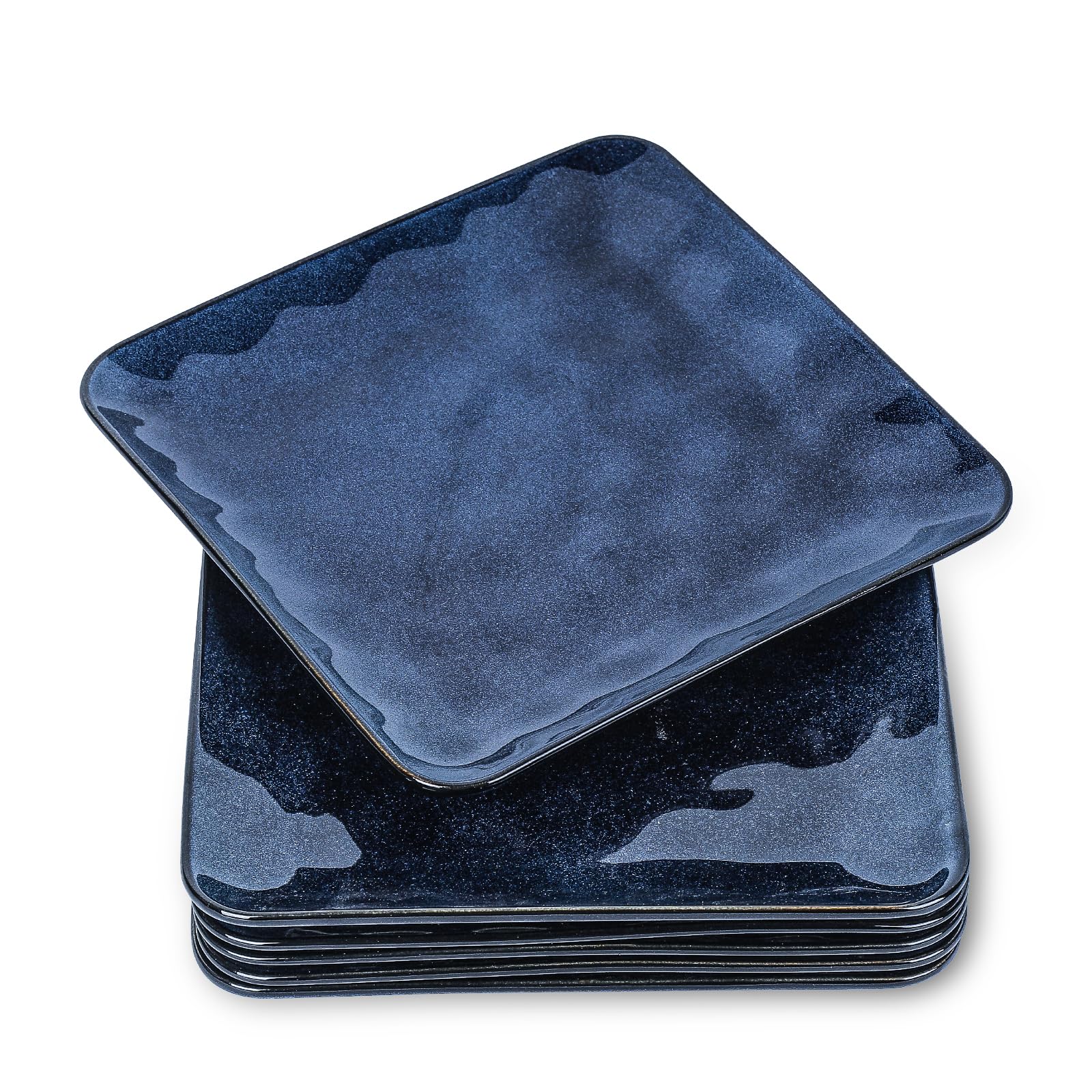 Vicrays Set 6 Piatti Quadrati in Ceramica 25,4cm, Blu