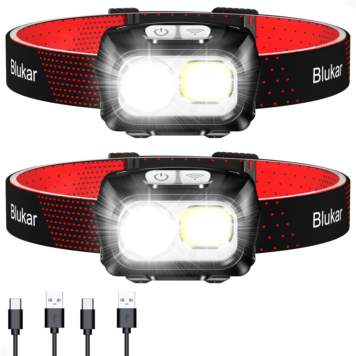 Blukar Torcia Frontale LED 2000 Lumen, 2 Pezzi - immagine 1