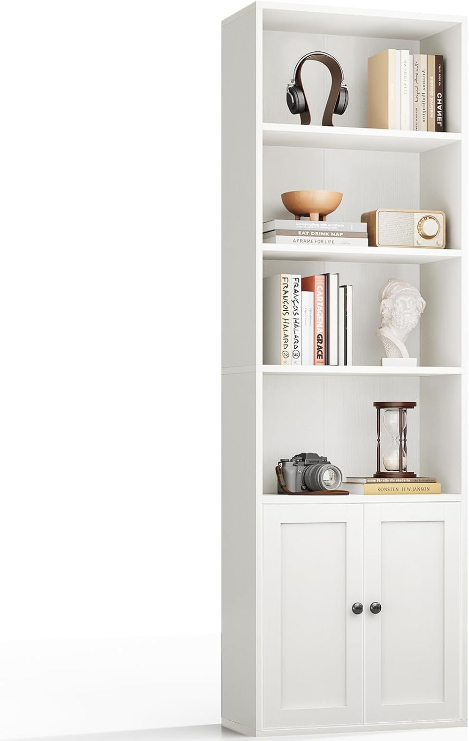 Coleshome Libreria con Ante a 6 Ripiani, Bianco