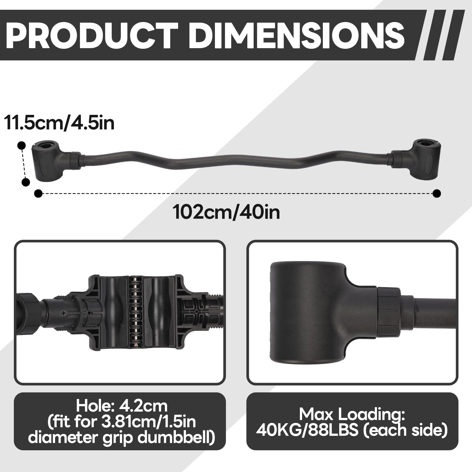 Tonchean Convertitore Manubri a Bilanciere 80kg - immagine 2