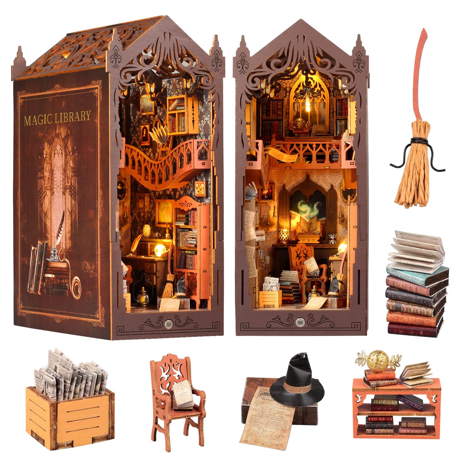 Kit Fai da Te Magic World Book Nook con Luci LED