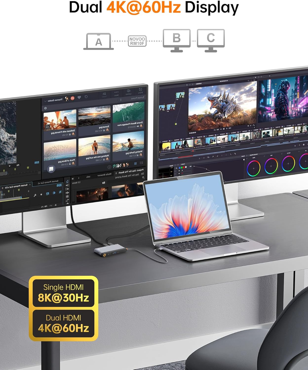 Novoo Docking Station USB-C Dual HDMI 8K/4K - immagine 3