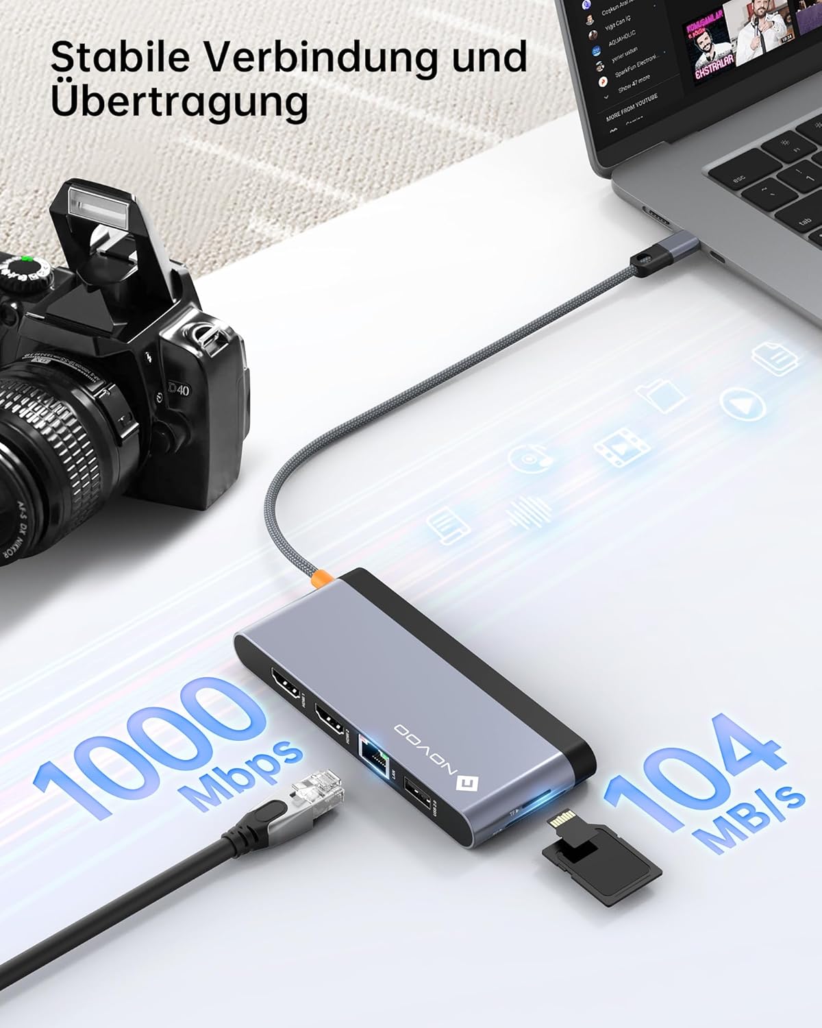 Novoo Docking Station USB-C Dual HDMI 8K/4K - immagine 7