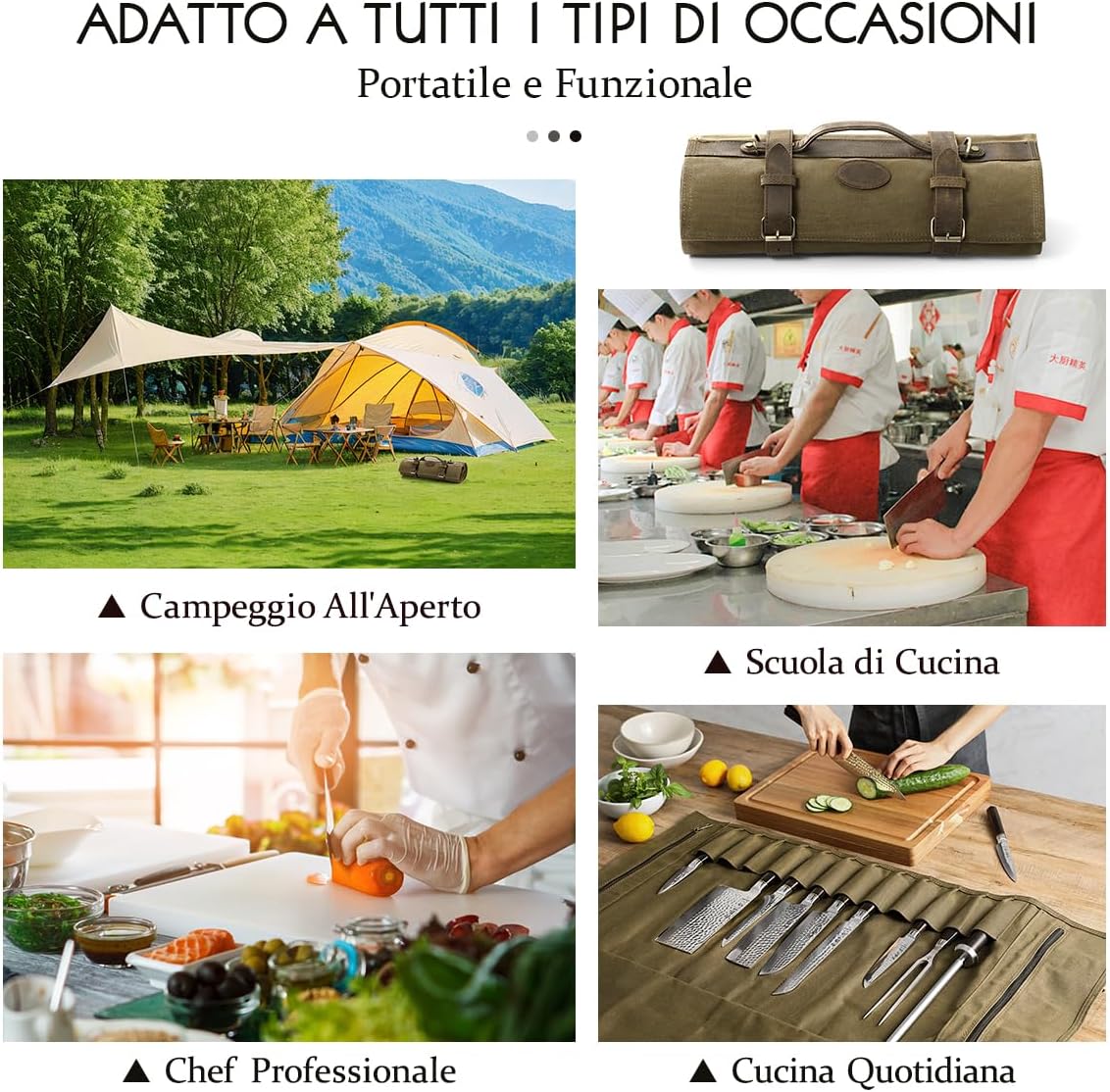 HEZHEN Chef Rotolo di Coltello Borsa per Coltelli - immagine 6