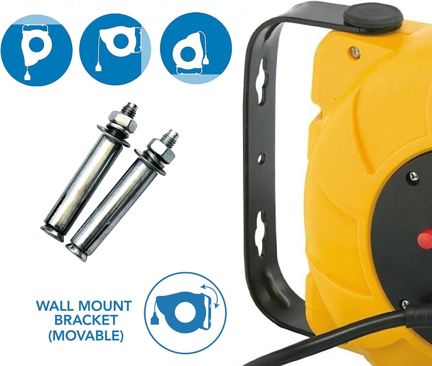 Electraline 100236 Avvolgicavo Elettrico Automatico 8M, Giallo - immagine 3