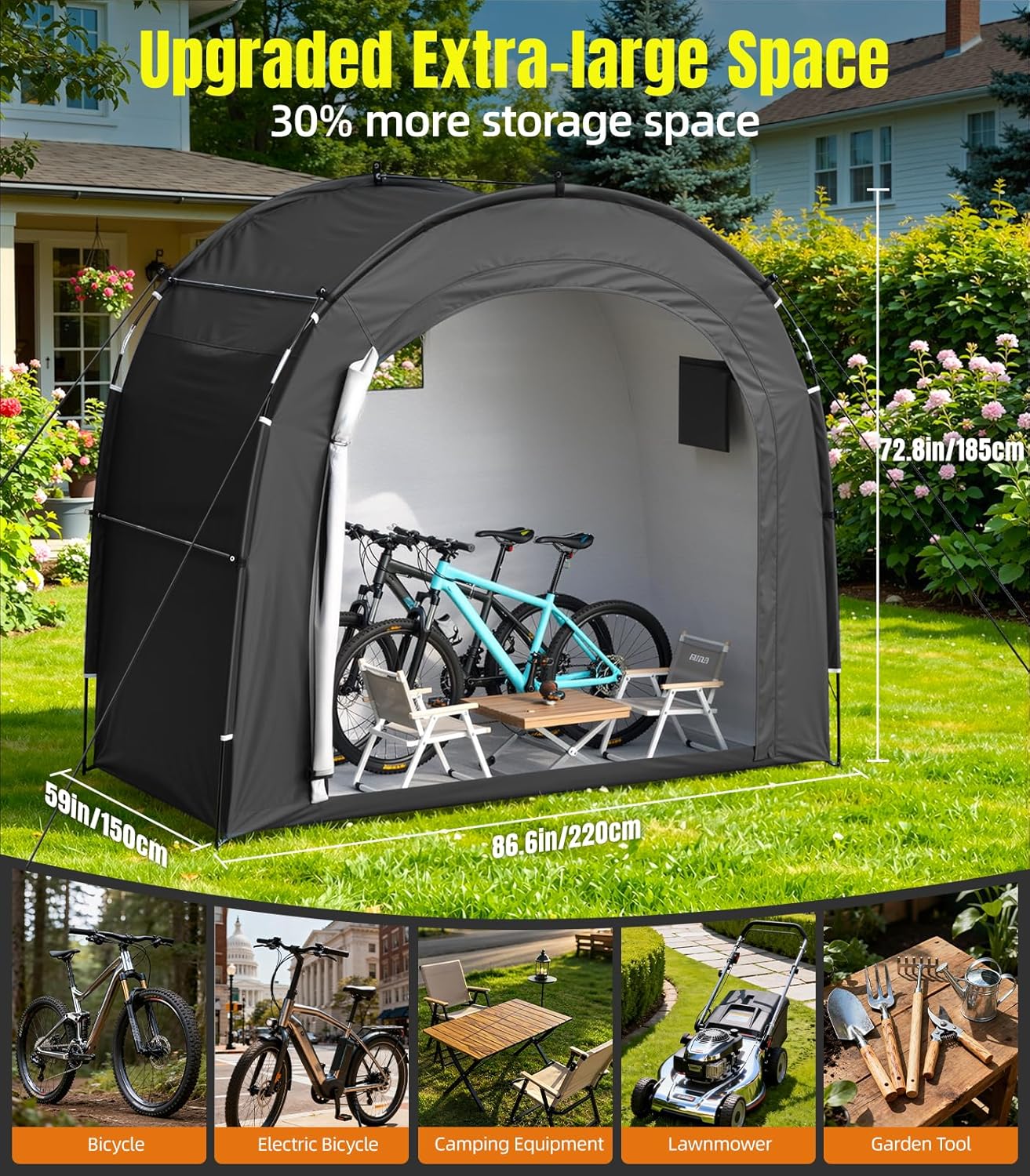 Housolution Tenda di Stoccaggio per 5 Biciclette - immagine 2