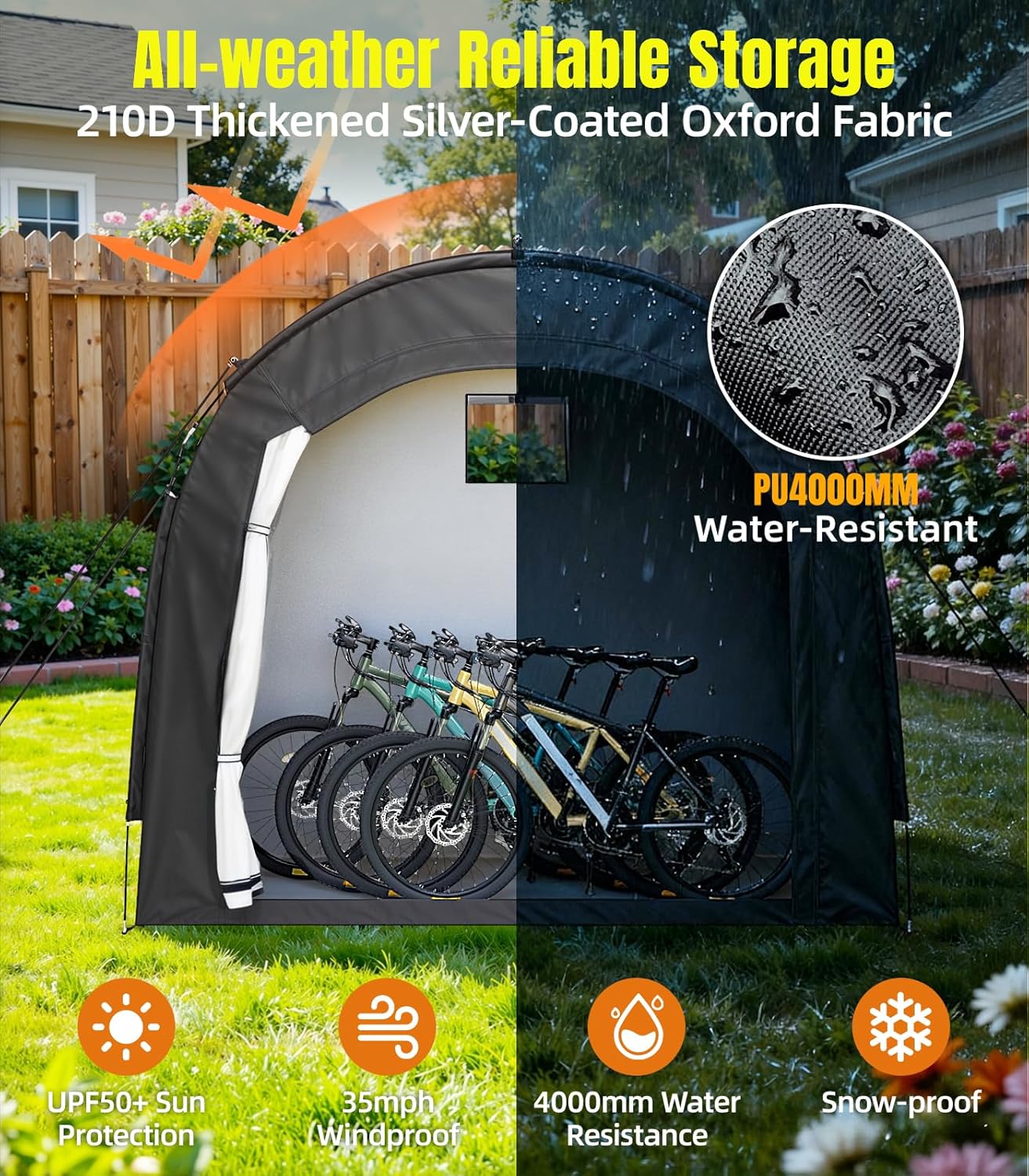 Housolution Tenda di Stoccaggio per 5 Biciclette - immagine 3