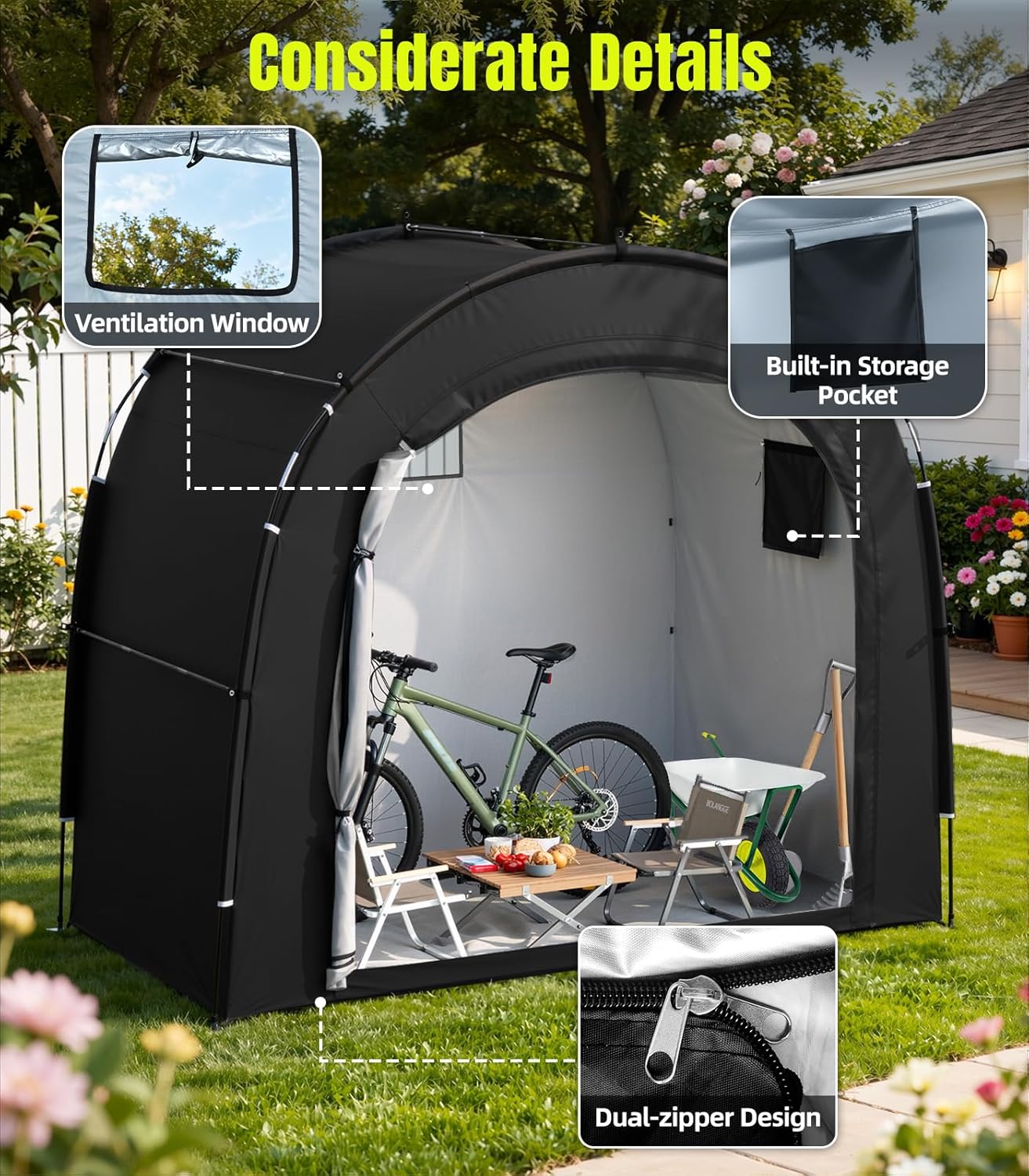 Housolution Tenda di Stoccaggio per 5 Biciclette - immagine 5