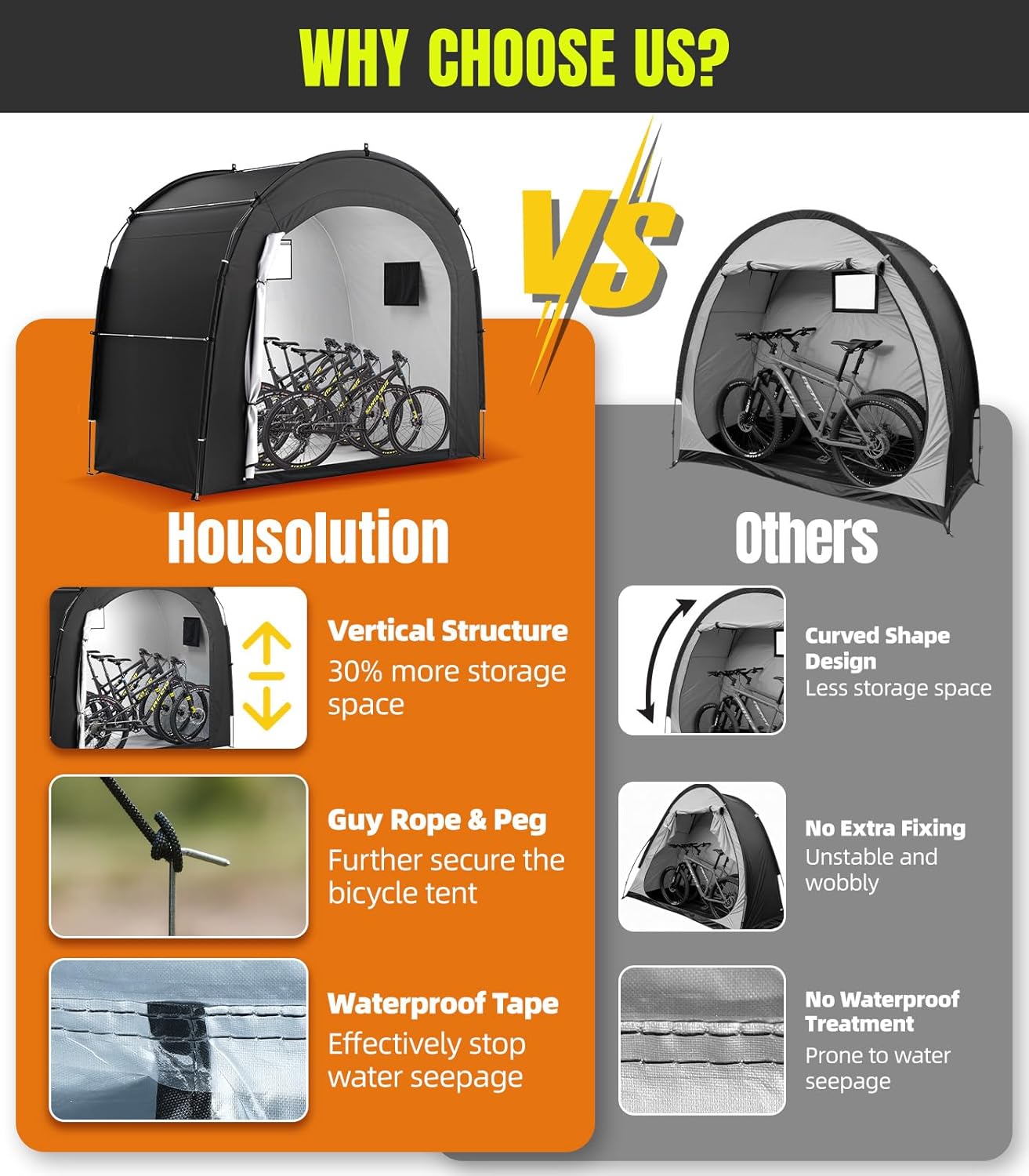 Housolution Tenda di Stoccaggio per 5 Biciclette - immagine 6