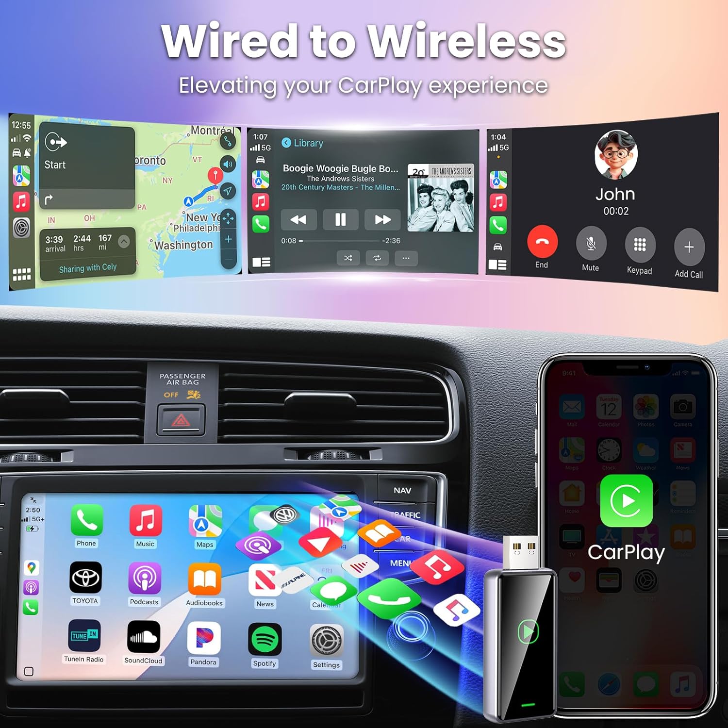 Alltotive S1 Adattatore CarPlay Wireless per iPhone - immagine 4