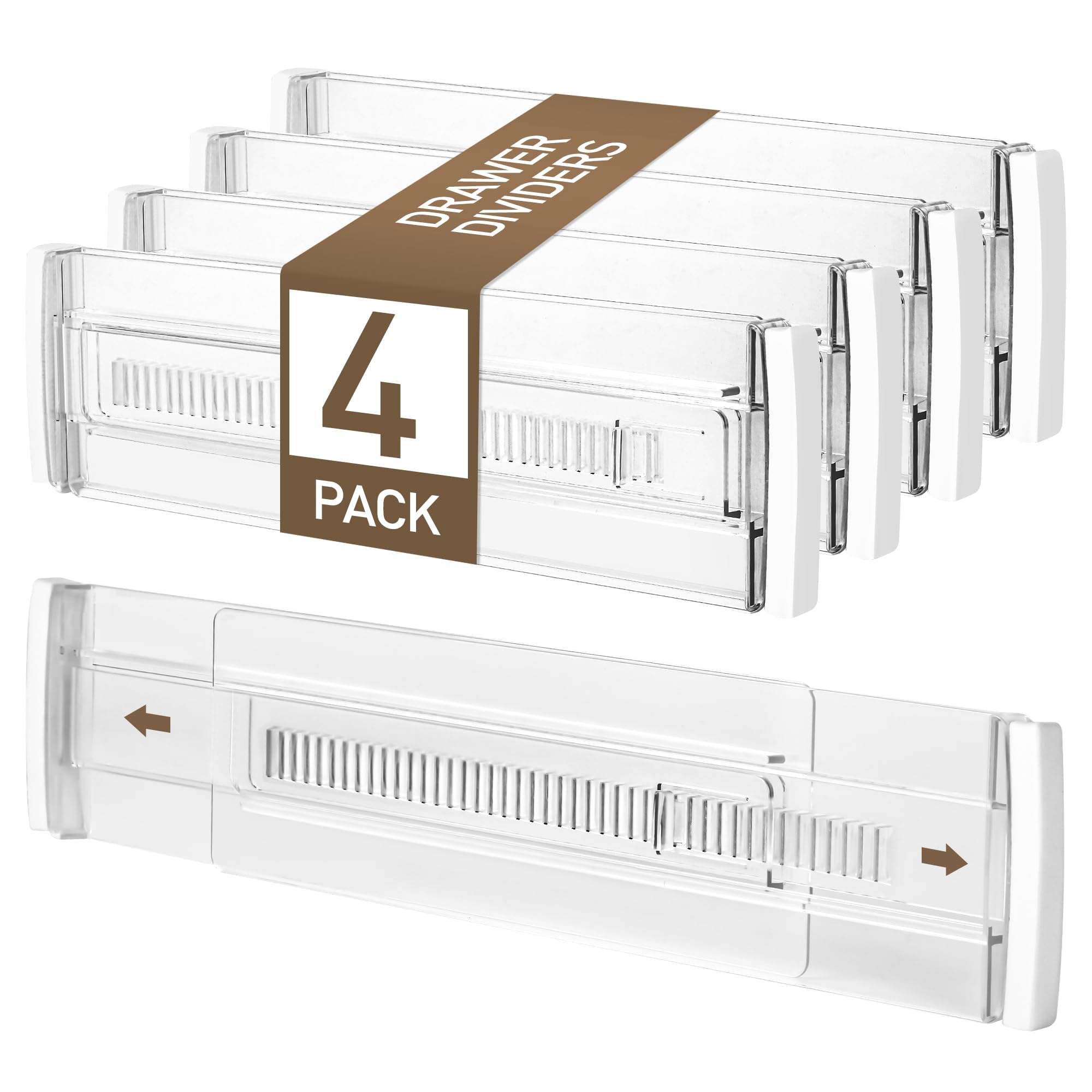 Set 4 Divisori per Cassetti Regolabili Trasparenti