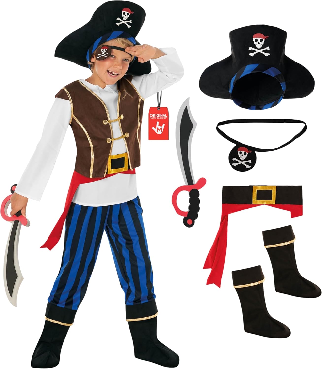 Morph Costume Pirata Bambino Blu - immagine 1