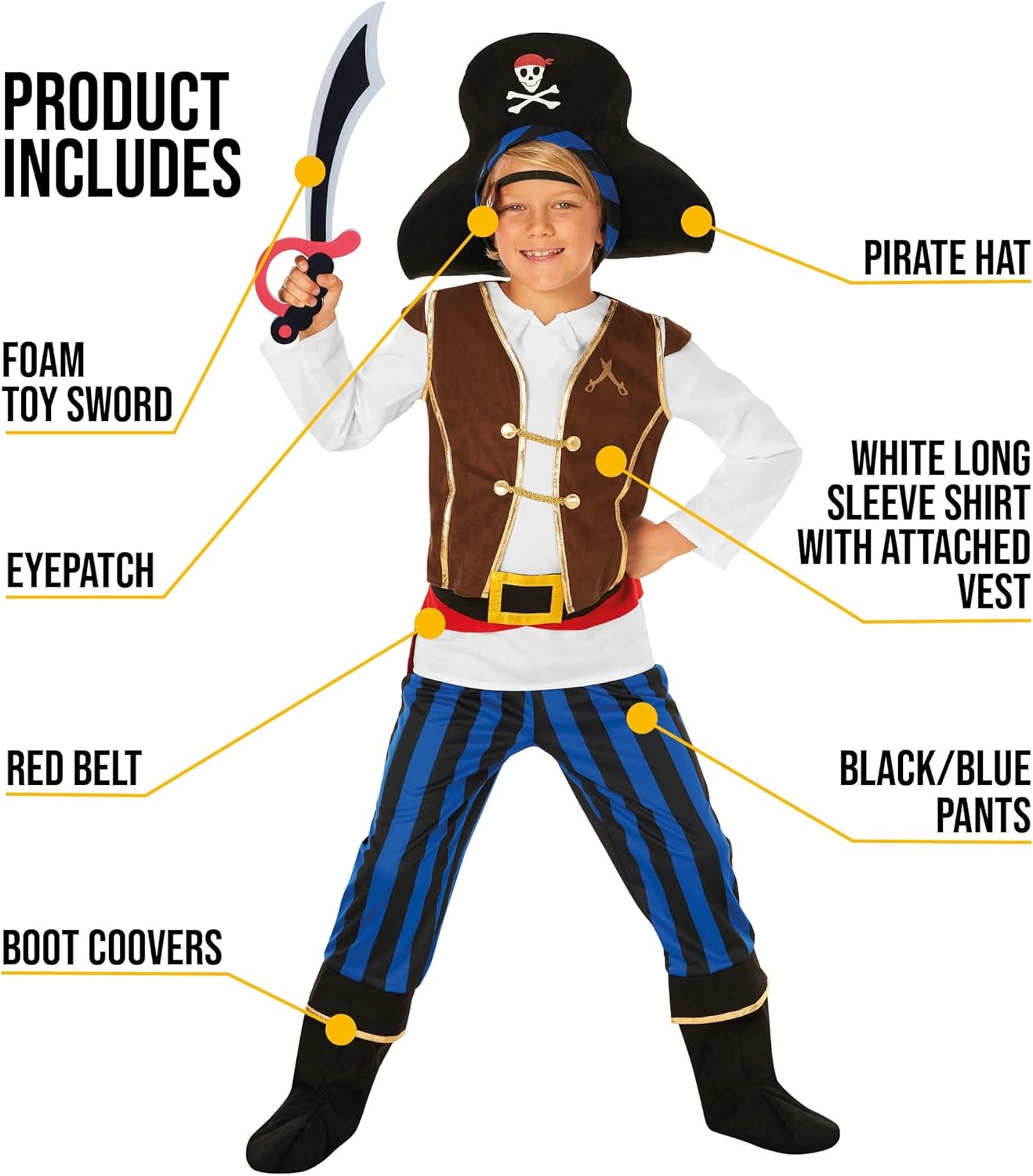 Morph Costume Pirata Bambino Blu - immagine 2