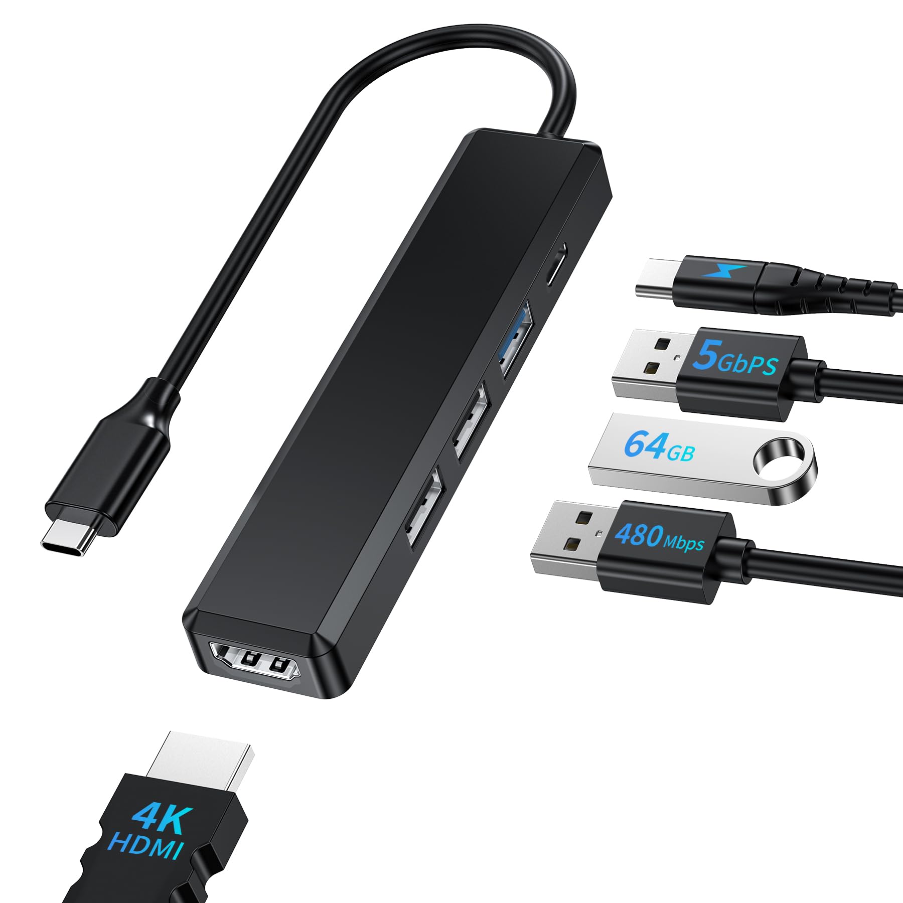 Bhhb M80 Hub USB-C 5 in 1 con HDMI 4K e PD 100W