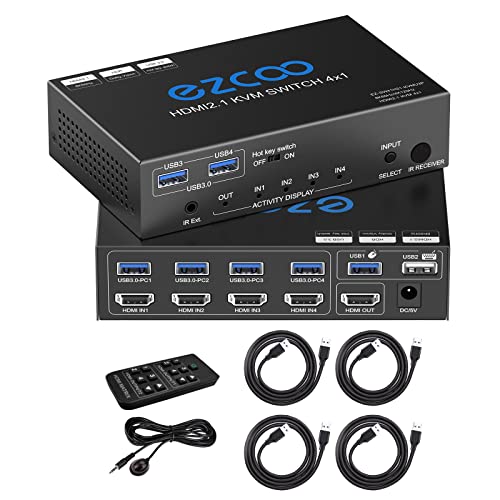 KVM Switch HDMI 2.1 USB 3.0 a 4 Porte 8K@60Hz
