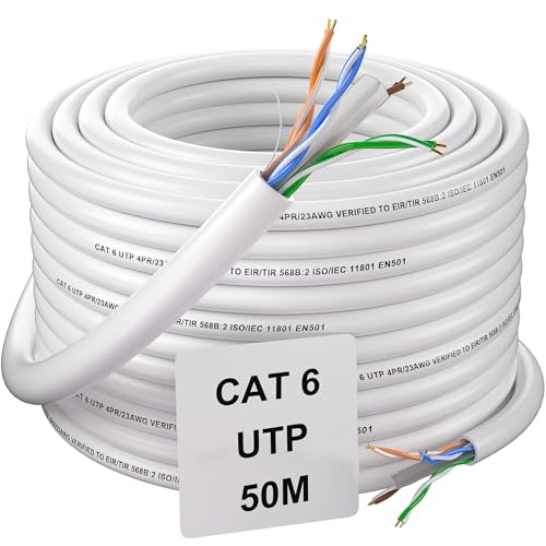 Soibke Cavo Ethernet 50 Metri Cat 6 UTP, Bianco