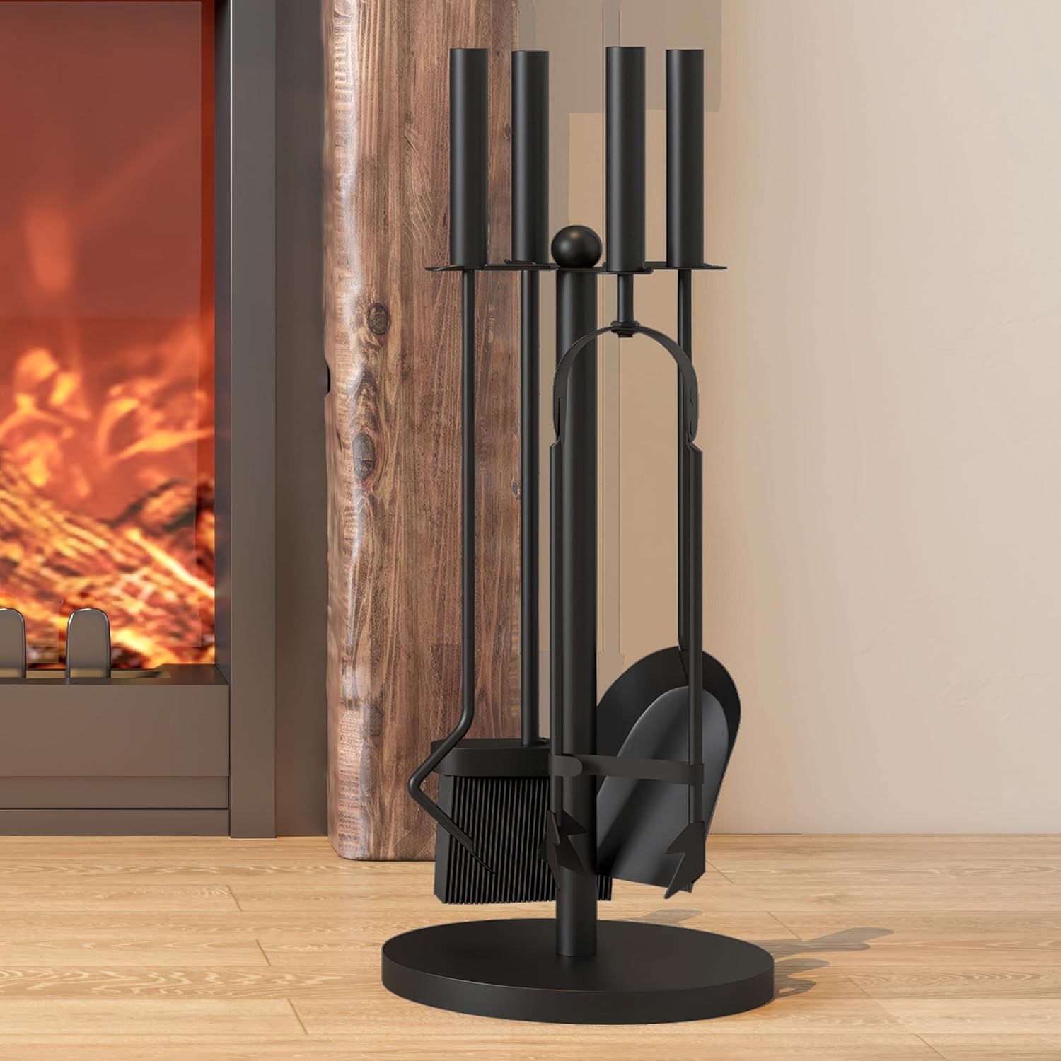 Kingson Set 5 Accessori Caminetto in Acciaio Nero - immagine 2