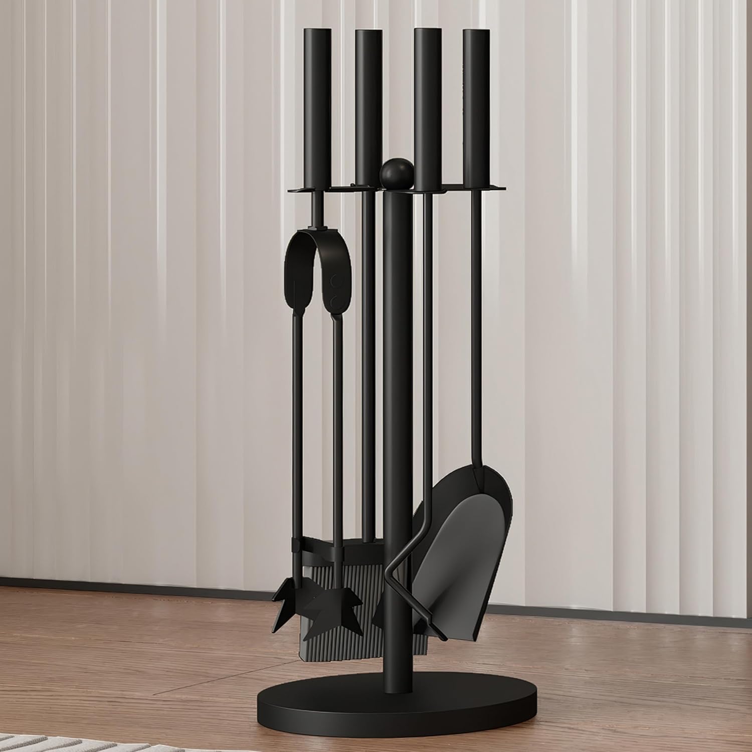 Kingson Set 5 Accessori Caminetto in Acciaio Nero - immagine 4