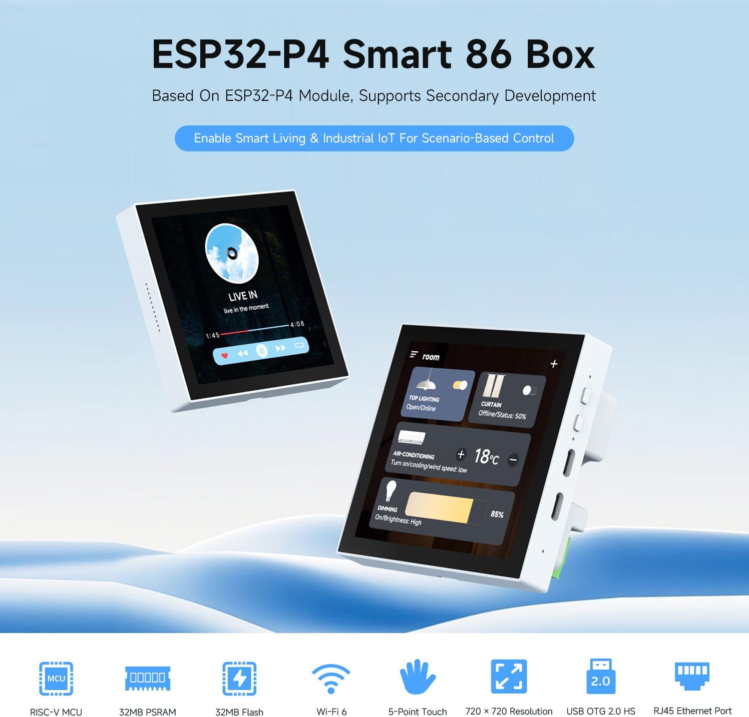 Waveshare ESP32-P4-86-Panel-ETH-2RO Smart Box - immagine 2