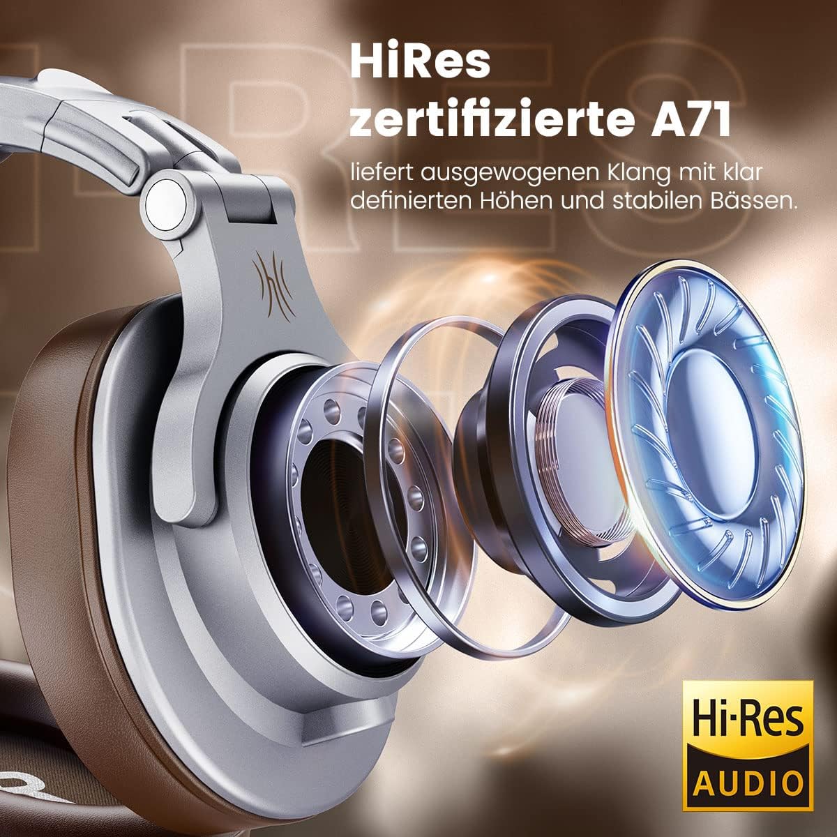 Oneodio A71 Hi-Res Cuffie Cablate Over Ear, Argento - immagine 2