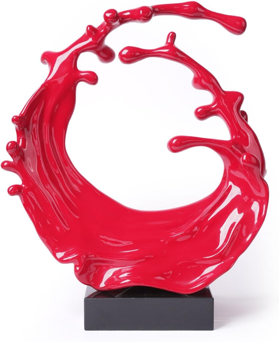 Nenbolec Scultura Moderna Astratta Onda Marina 42cm, Rosso - immagine 1
