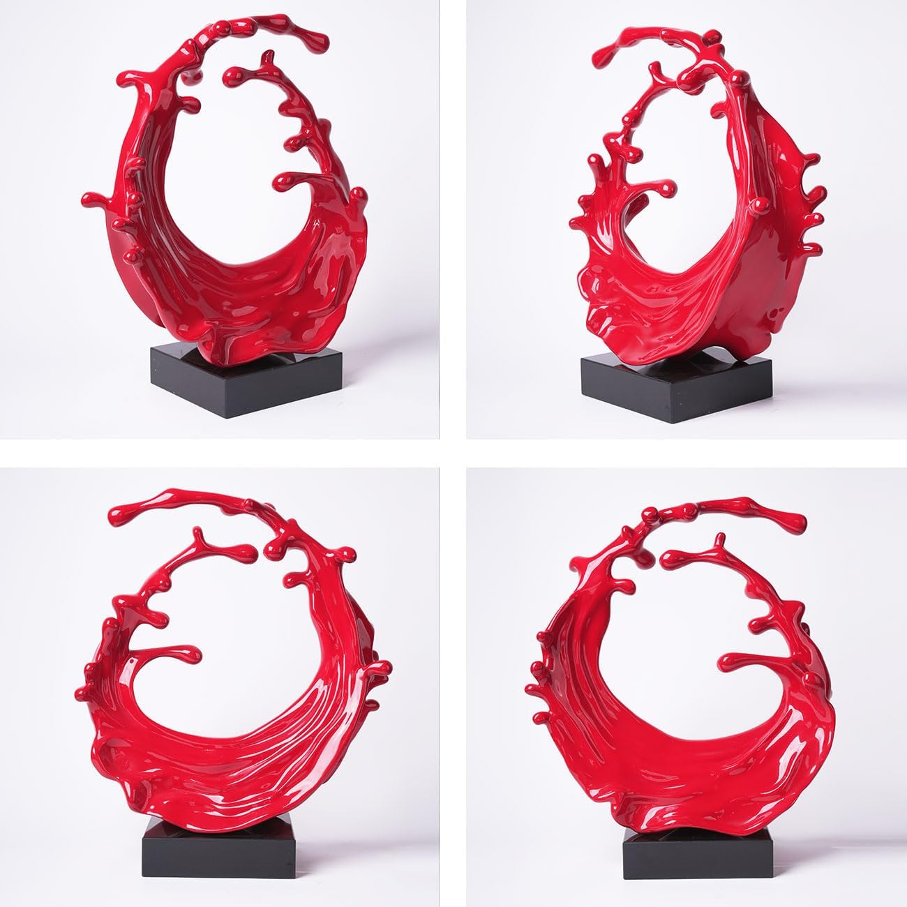Nenbolec Scultura Moderna Astratta Onda Marina 42cm, Rosso - immagine 3