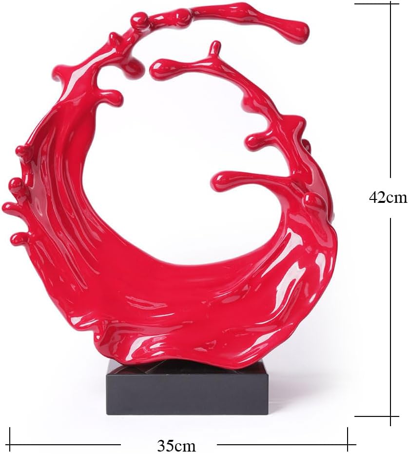 Nenbolec Scultura Moderna Astratta Onda Marina 42cm, Rosso - immagine 5