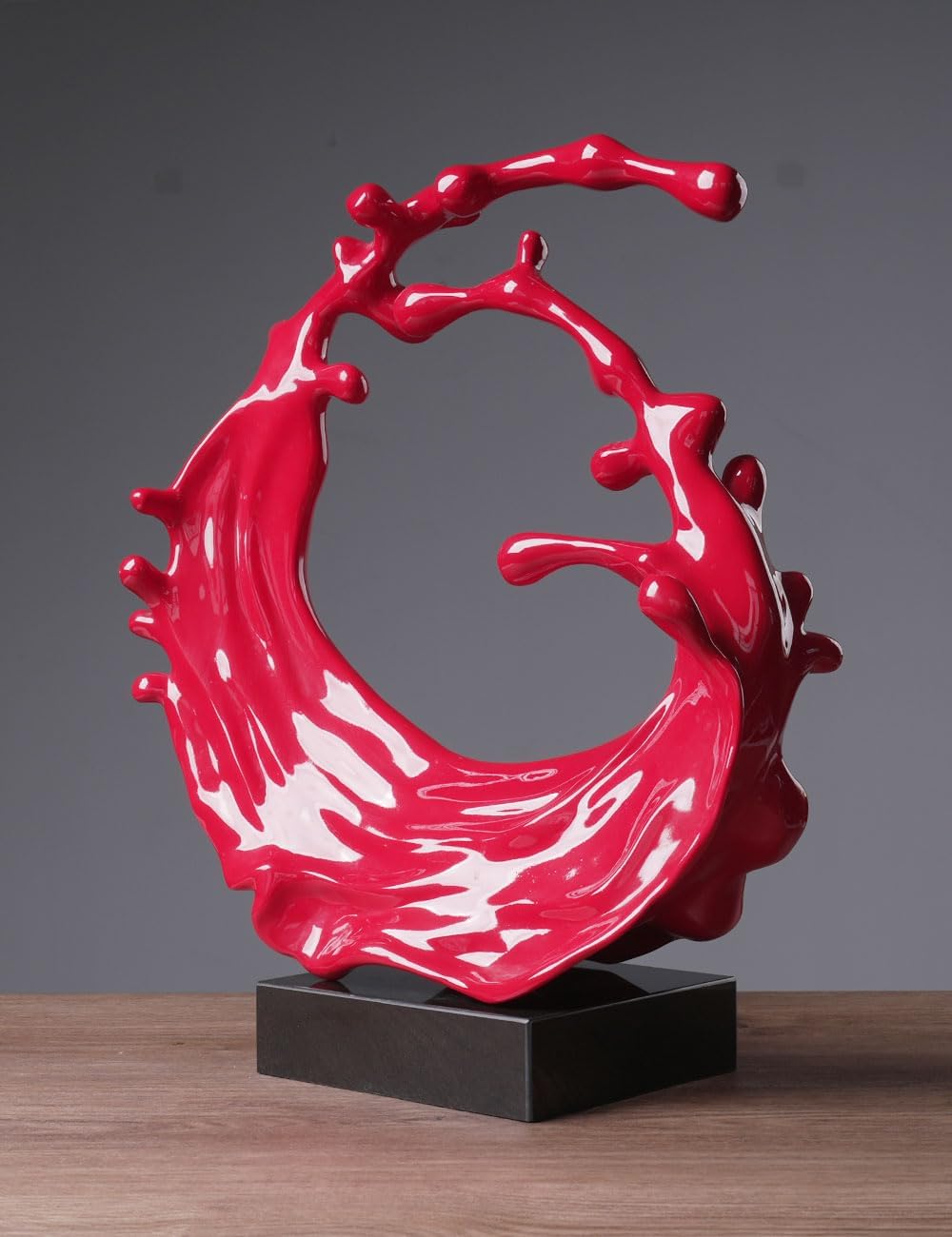 Nenbolec Scultura Moderna Astratta Onda Marina 42cm, Rosso - immagine 7