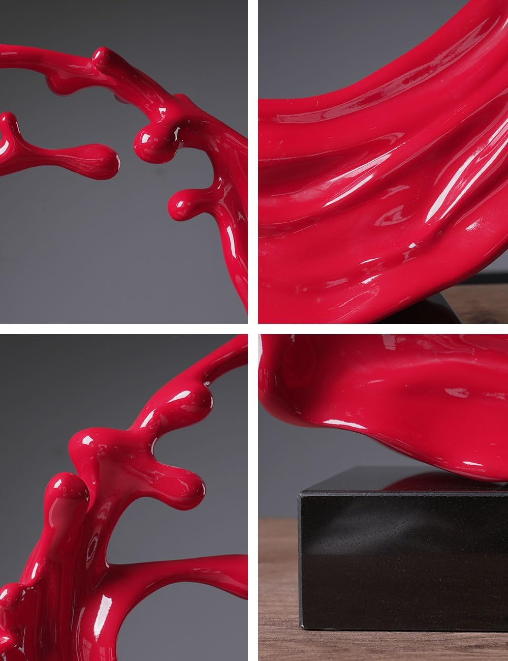 Nenbolec Scultura Moderna Astratta Onda Marina 42cm, Rosso - immagine 9